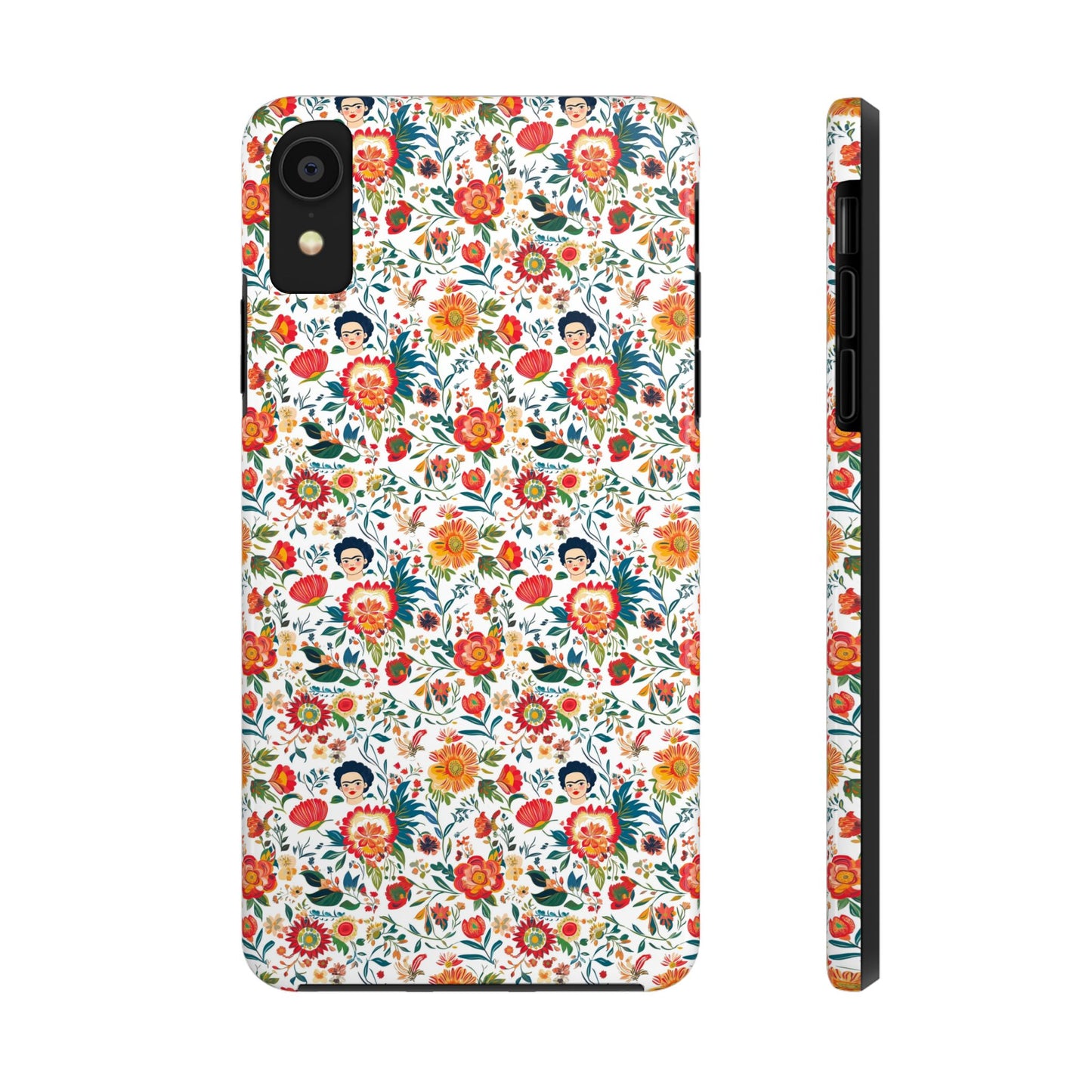 Frida Collection | Colorful Frida Kahlo Tough Phone Case for iPhone, Protective Case, Hard Shell Cover, Shockproof Case, Flower Pattern, Floral Design