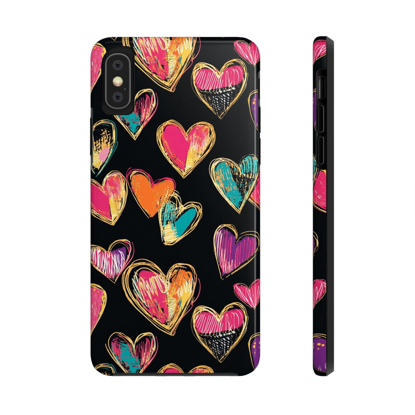 Love is in the Air | Colorful Chalk Hearts Design Phone Case