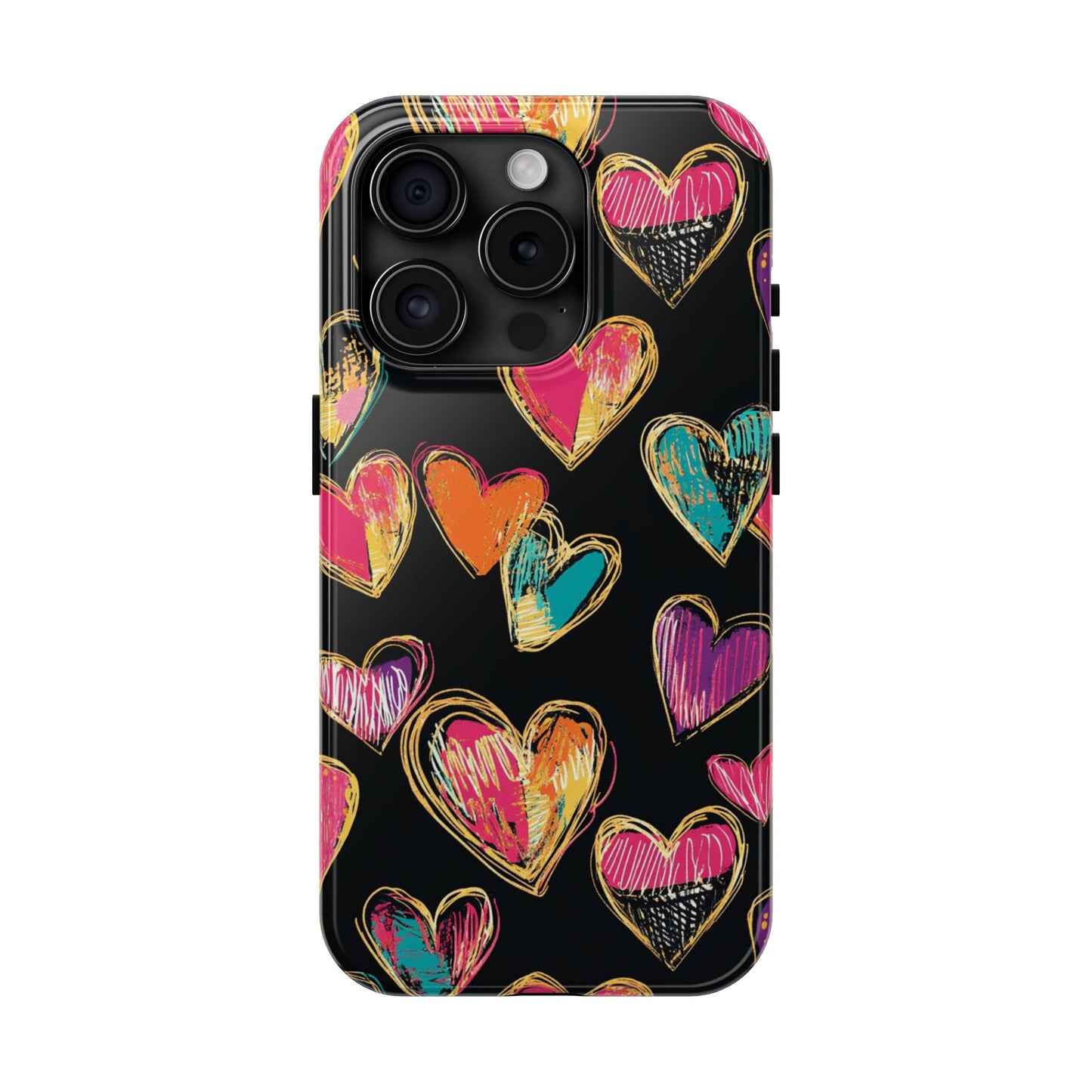 Love is in the Air | Colorful Chalk Hearts Design Phone Case