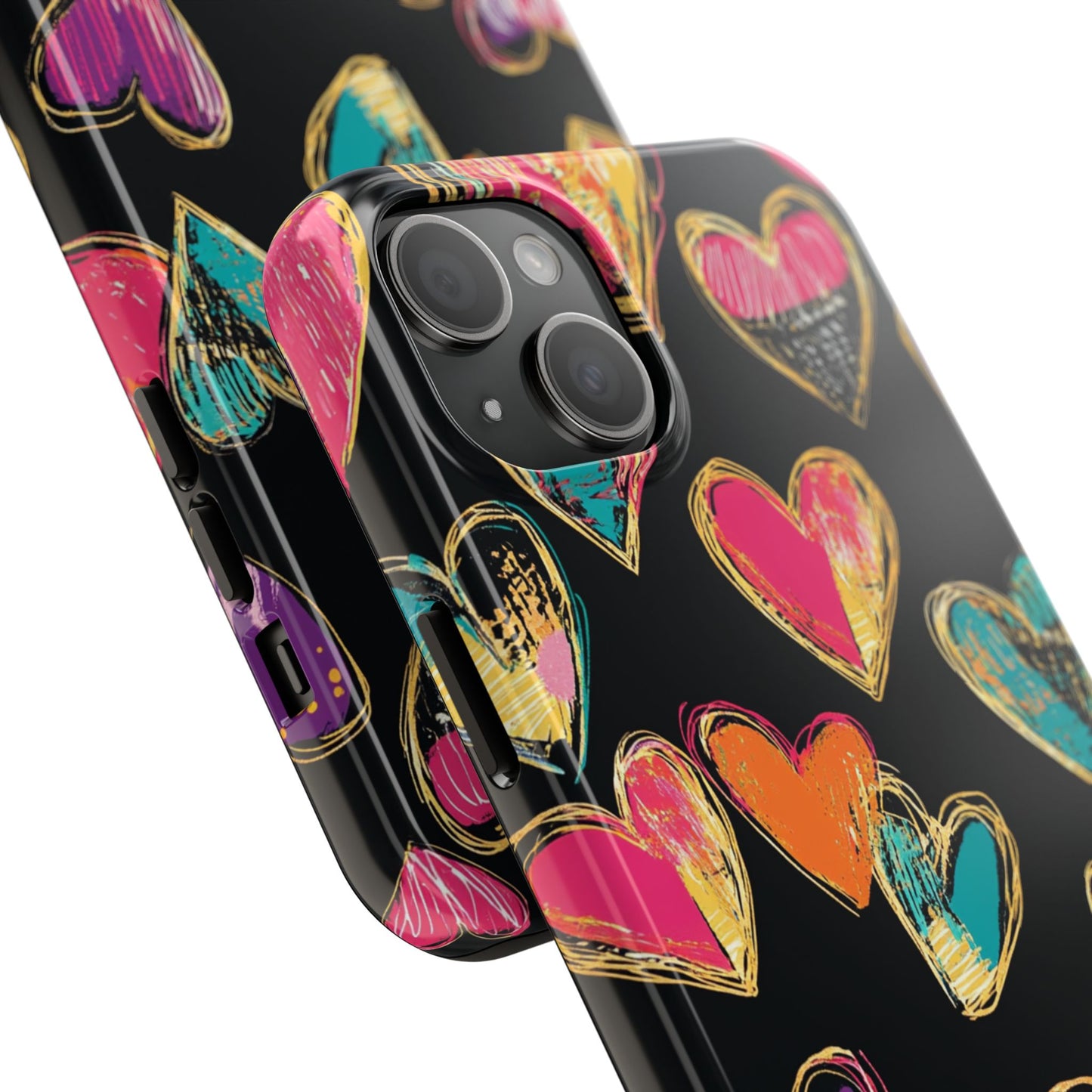Love is in the Air | Colorful Chalk Hearts Design Phone Case