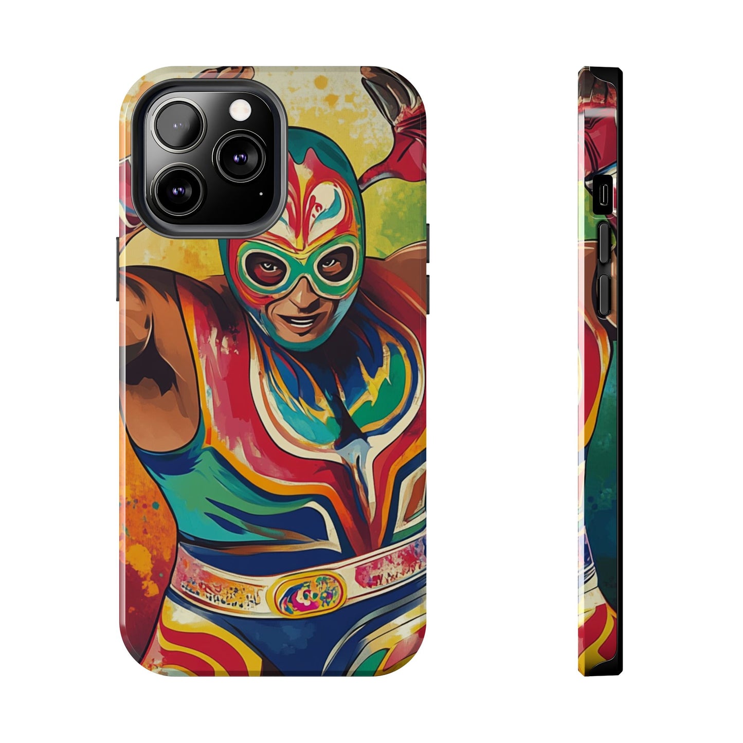Colorful Lucha Libre Wrestler Tough Phone Case - Protective Phone Cover, Fun Wrestling Fan Gift, Vibrant Masked Wrestler Phone