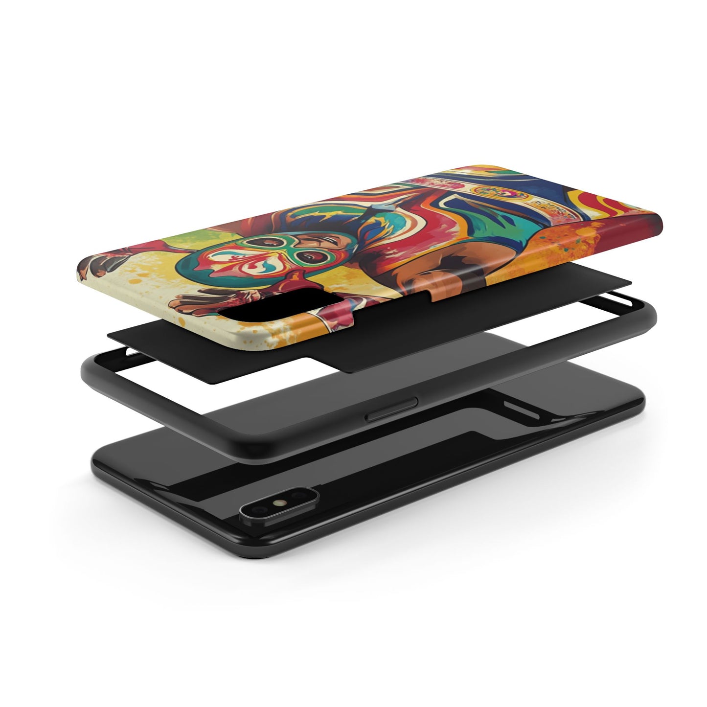 Colorful Lucha Libre Wrestler Tough Phone Case - Protective Phone Cover, Fun Wrestling Fan Gift, Vibrant Masked Wrestler Phone