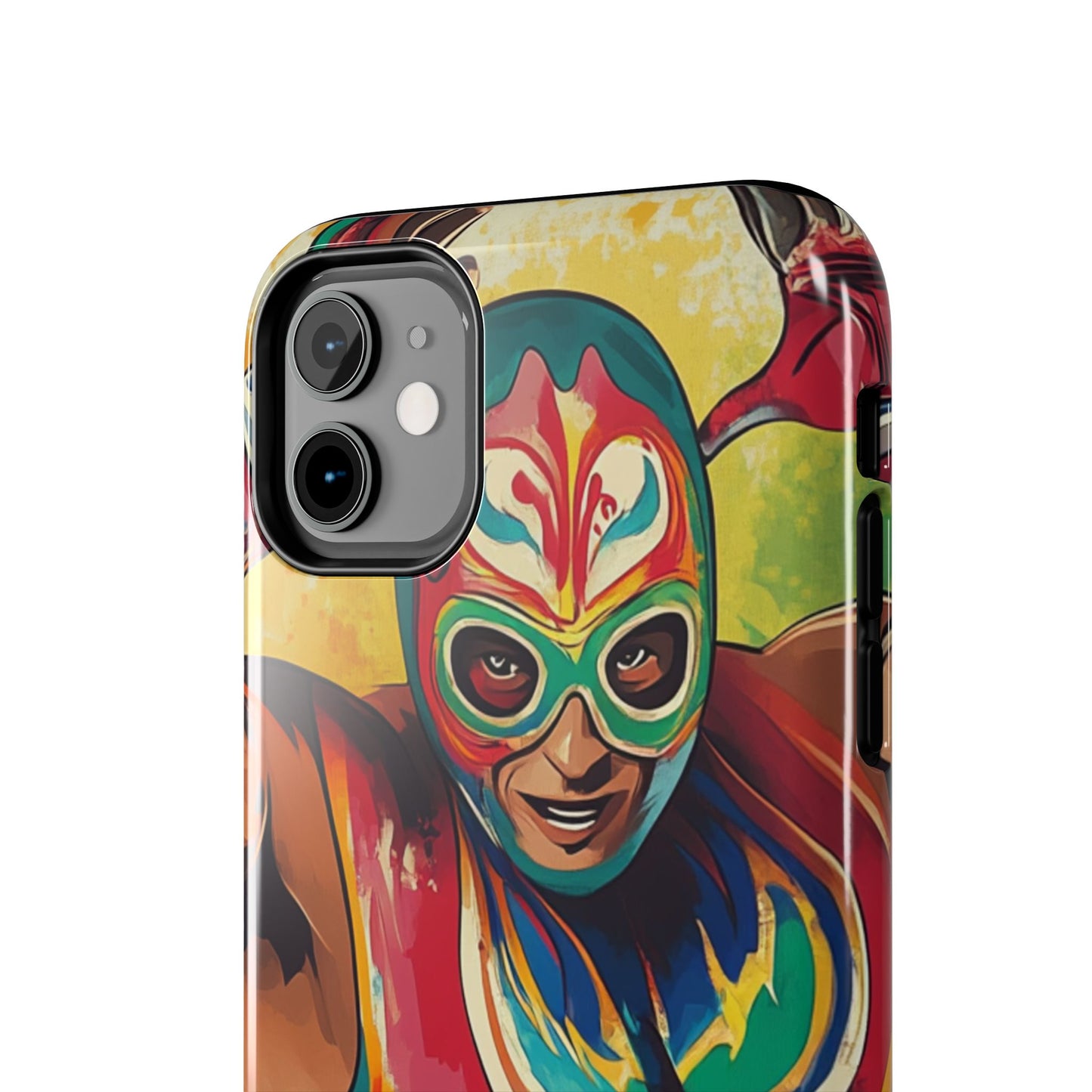 Colorful Lucha Libre Wrestler Tough Phone Case - Protective Phone Cover, Fun Wrestling Fan Gift, Vibrant Masked Wrestler Phone