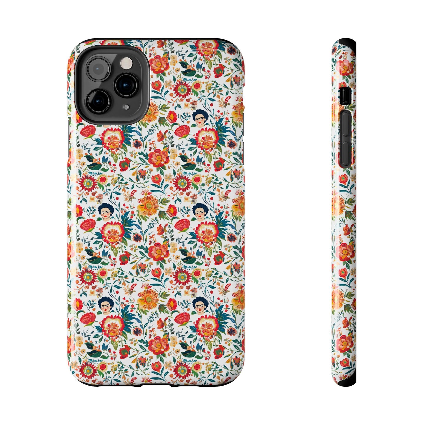 Frida Collection | Colorful Frida Kahlo Tough Phone Case for iPhone, Protective Case, Hard Shell Cover, Shockproof Case, Flower Pattern, Floral Design