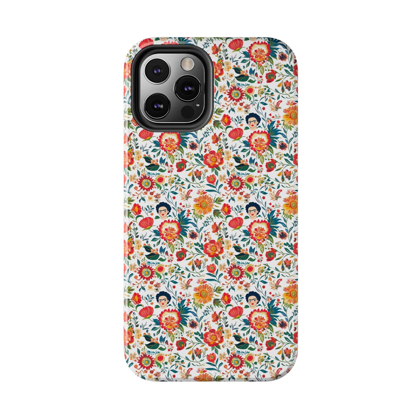 Frida Collection | Colorful Frida Kahlo Tough Phone Case for iPhone, Protective Case, Hard Shell Cover, Shockproof Case, Flower Pattern, Floral Design