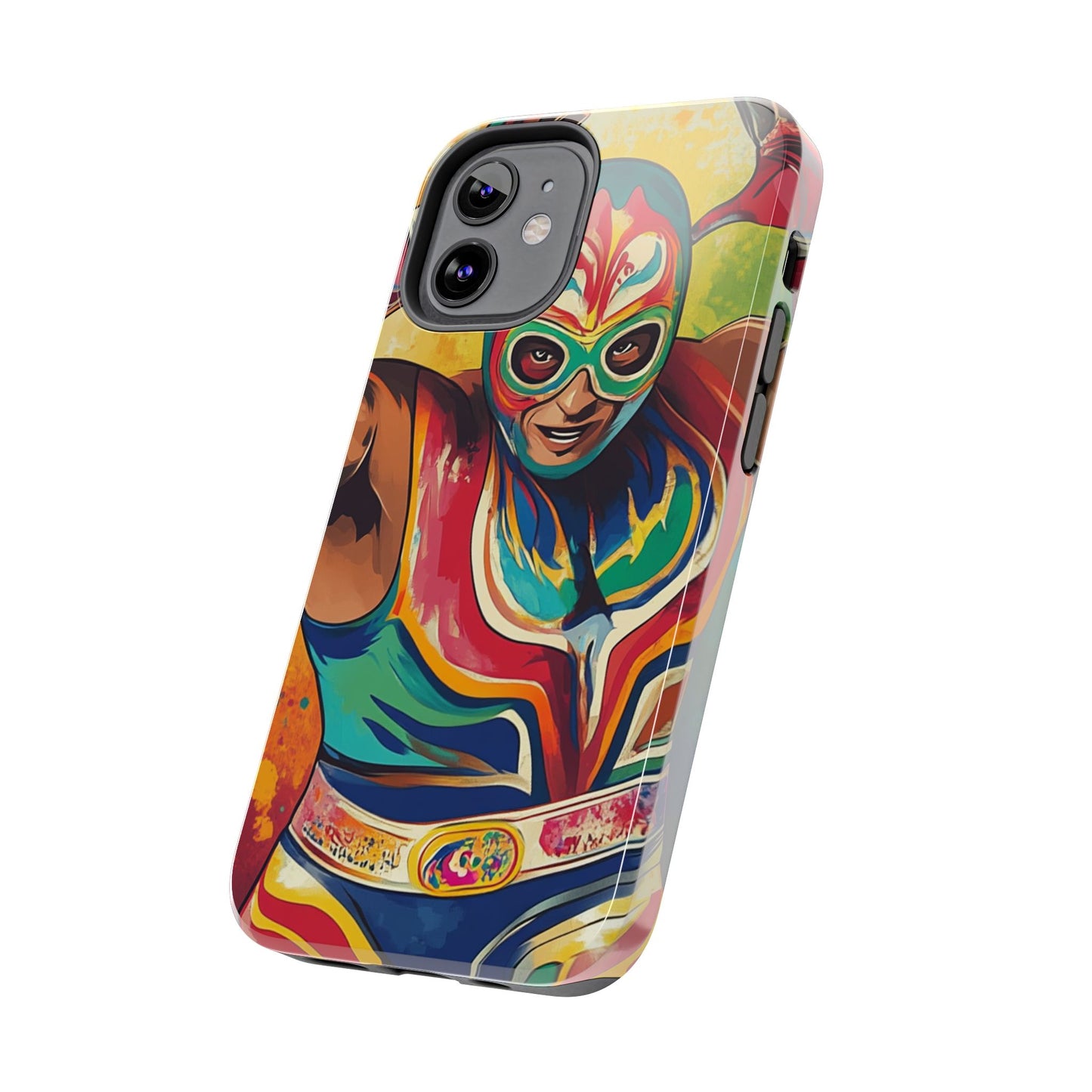 Colorful Lucha Libre Wrestler Tough Phone Case - Protective Phone Cover, Fun Wrestling Fan Gift, Vibrant Masked Wrestler Phone