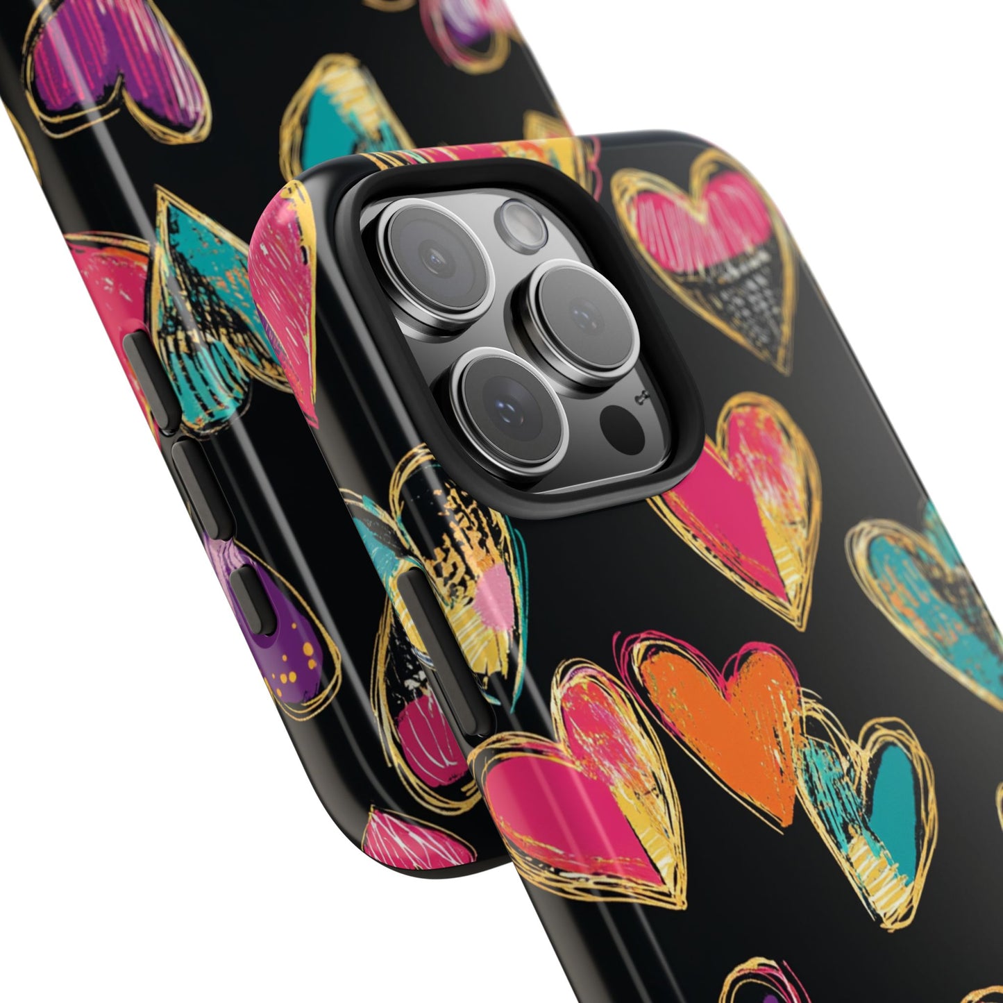 Love is in the Air | Colorful Chalk Hearts Design Phone Case