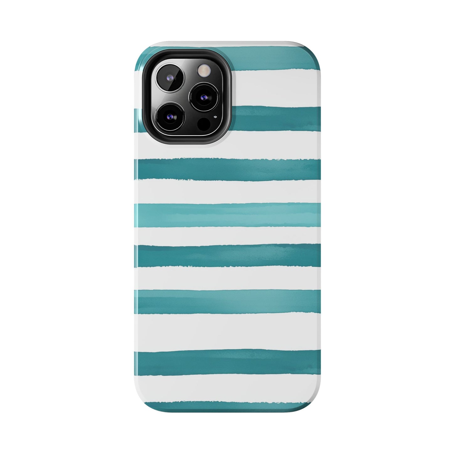 Vibrant Lines | Teal Ocean Striped Tough Phone Case