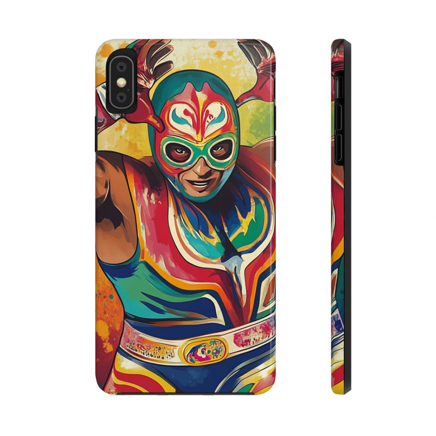 Colorful Lucha Libre Wrestler Tough Phone Case - Protective Phone Cover, Fun Wrestling Fan Gift, Vibrant Masked Wrestler Phone