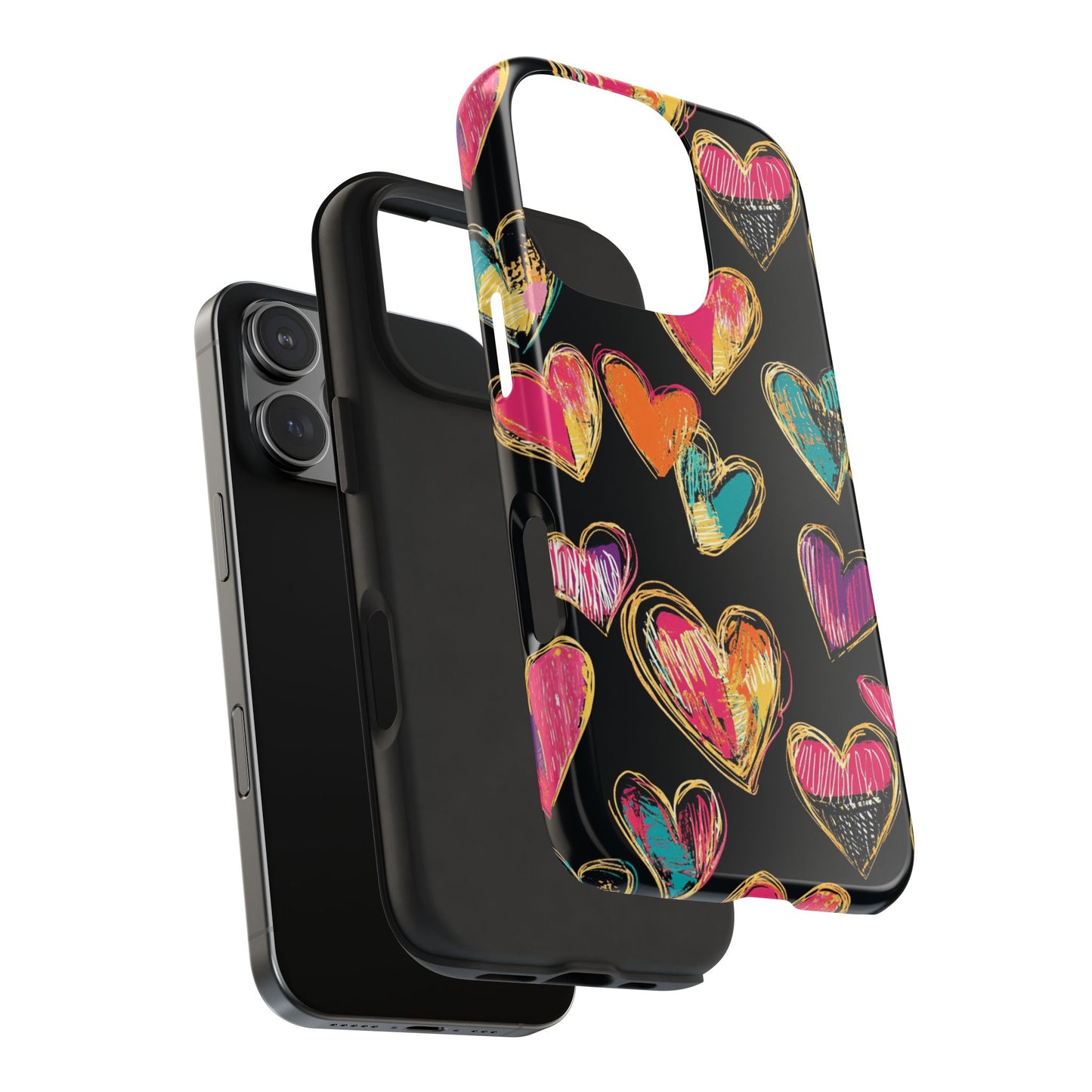 Love is in the Air | Colorful Chalk Hearts Design Phone Case