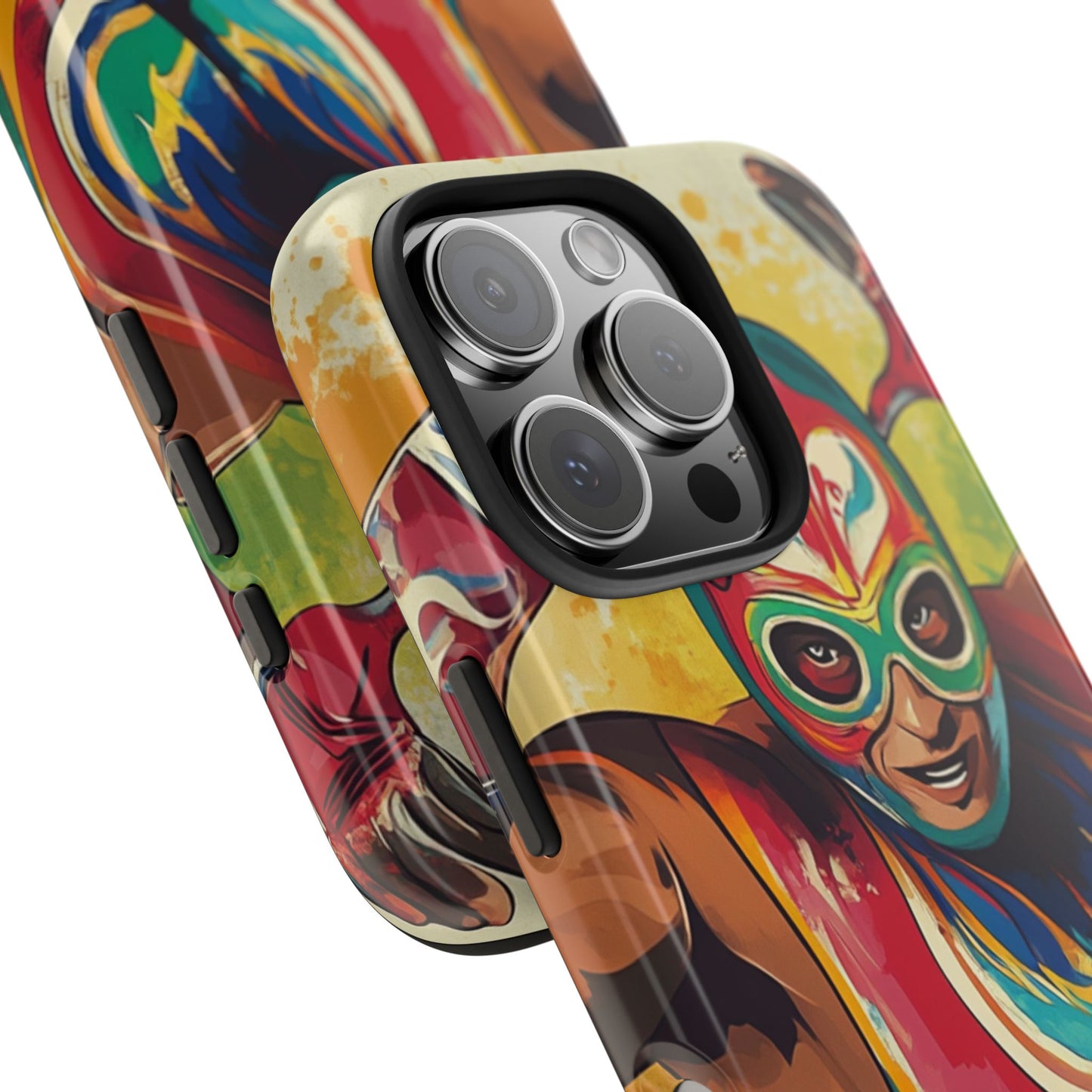 Colorful Lucha Libre Wrestler Tough Phone Case - Protective Phone Cover, Fun Wrestling Fan Gift, Vibrant Masked Wrestler Phone