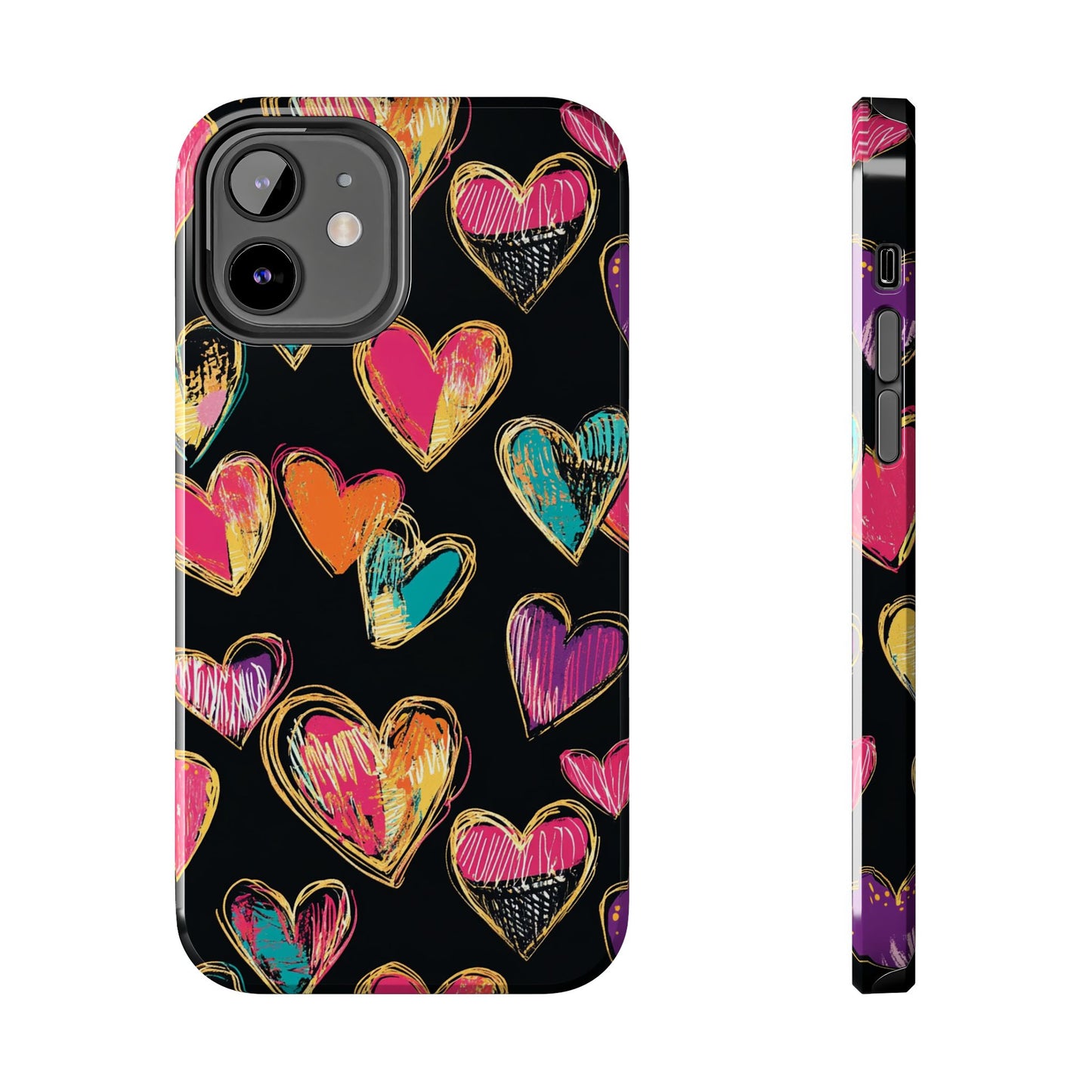Love is in the Air | Colorful Chalk Hearts Design Phone Case
