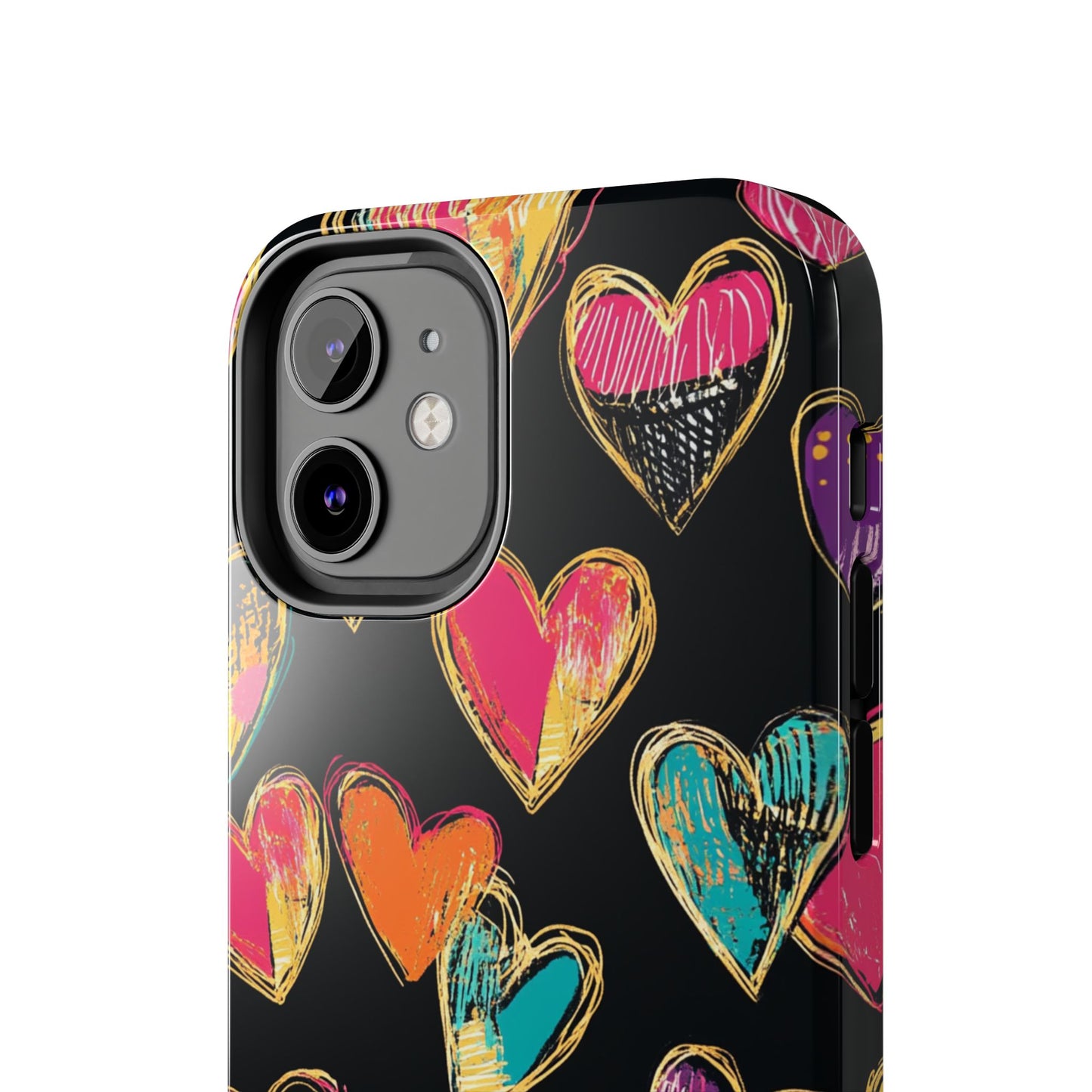 Love is in the Air | Colorful Chalk Hearts Design Phone Case