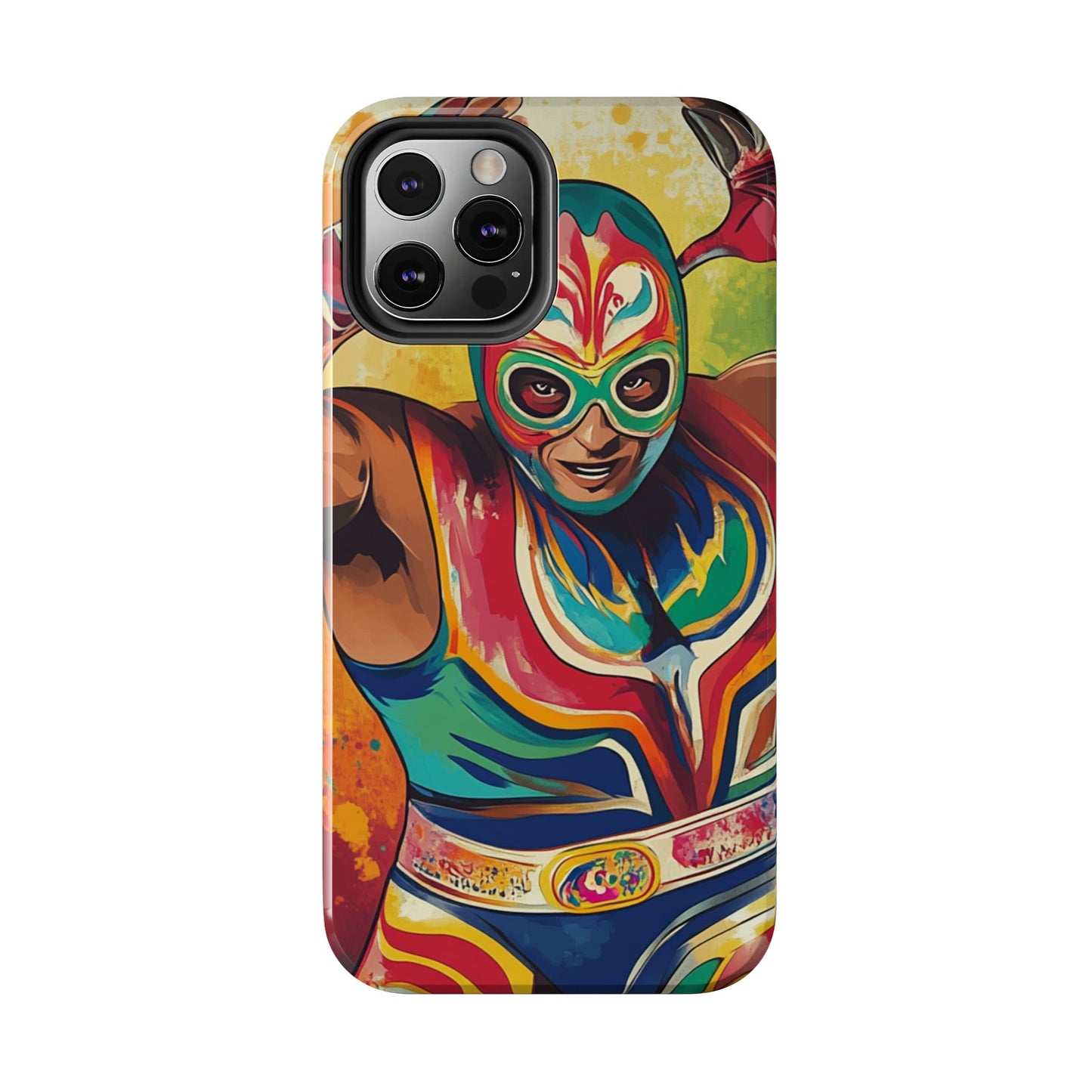 Colorful Lucha Libre Wrestler Tough Phone Case - Protective Phone Cover, Fun Wrestling Fan Gift, Vibrant Masked Wrestler Phone
