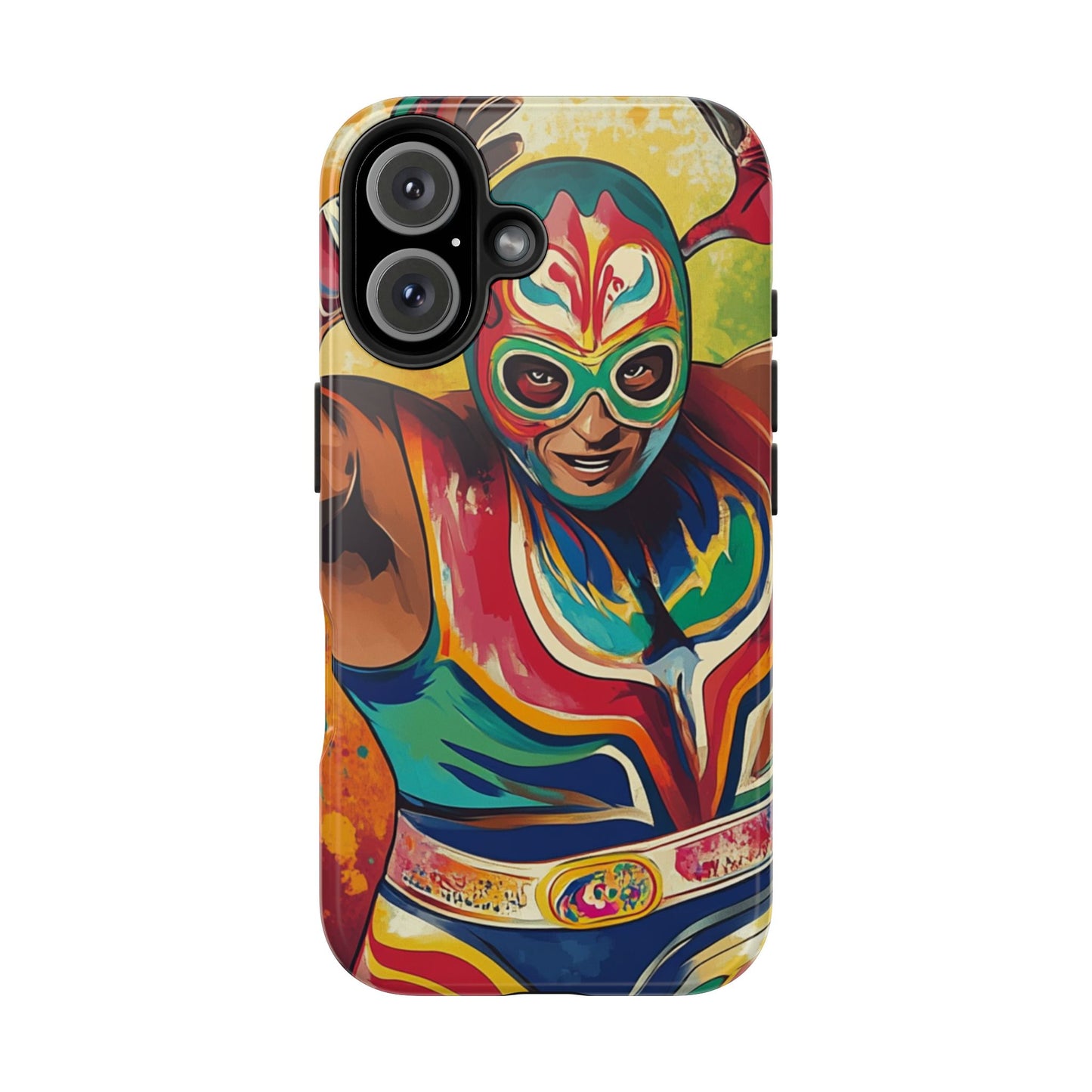 Colorful Lucha Libre Wrestler Tough Phone Case - Protective Phone Cover, Fun Wrestling Fan Gift, Vibrant Masked Wrestler Phone