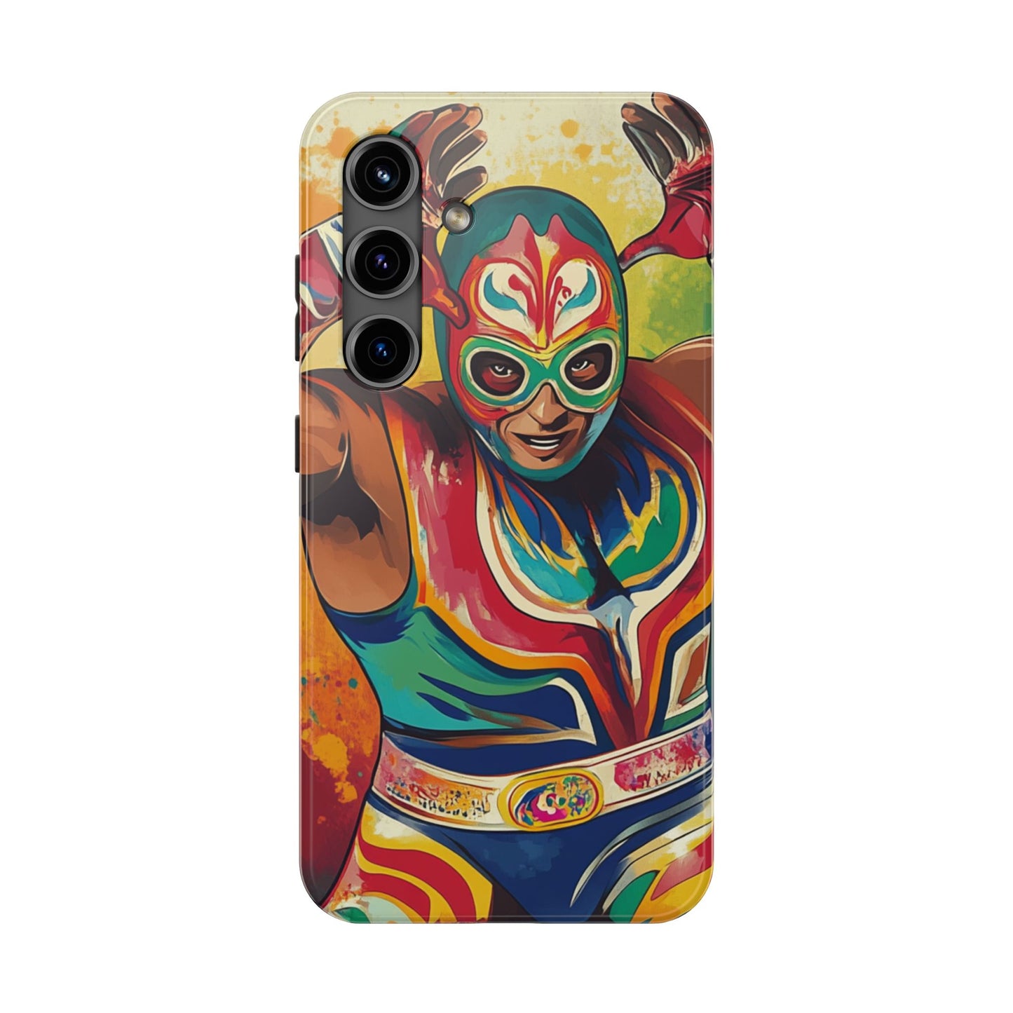 Colorful Lucha Libre Wrestler Tough Phone Case - Protective Phone Cover, Fun Wrestling Fan Gift, Vibrant Masked Wrestler Phone