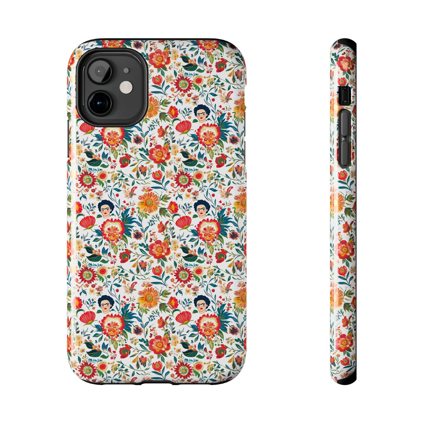 Frida Collection | Colorful Frida Kahlo Tough Phone Case for iPhone, Protective Case, Hard Shell Cover, Shockproof Case, Flower Pattern, Floral Design