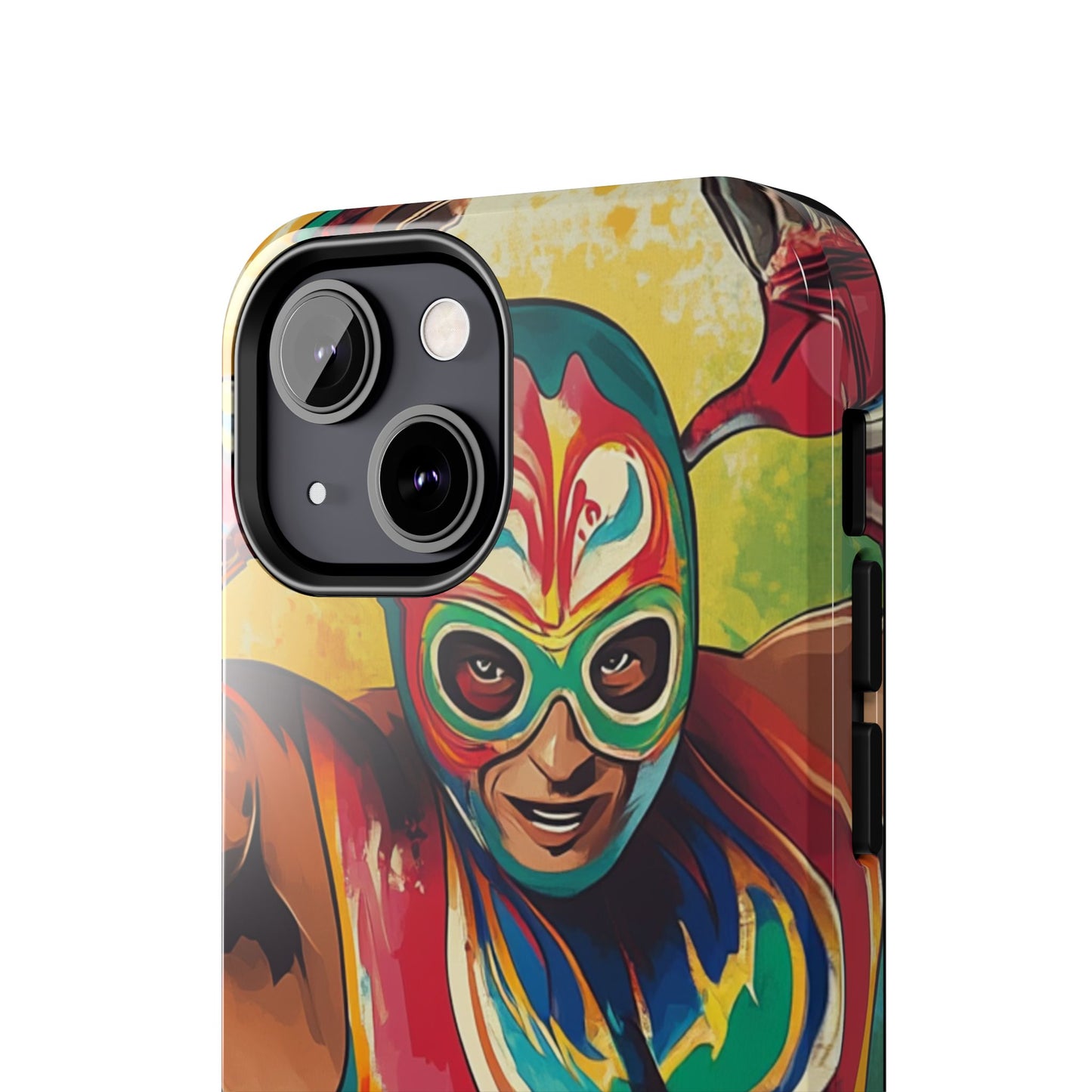 Colorful Lucha Libre Wrestler Tough Phone Case - Protective Phone Cover, Fun Wrestling Fan Gift, Vibrant Masked Wrestler Phone
