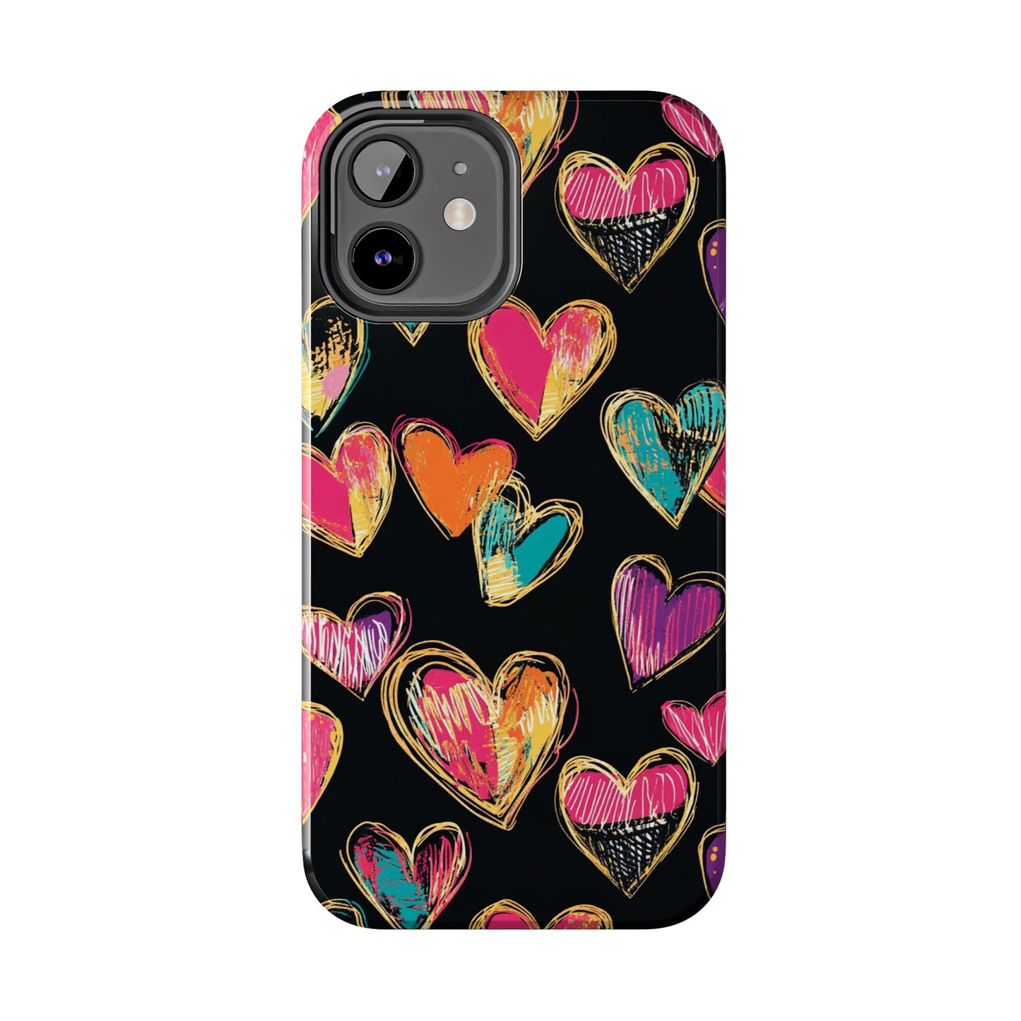 Love is in the Air | Colorful Chalk Hearts Design Phone Case
