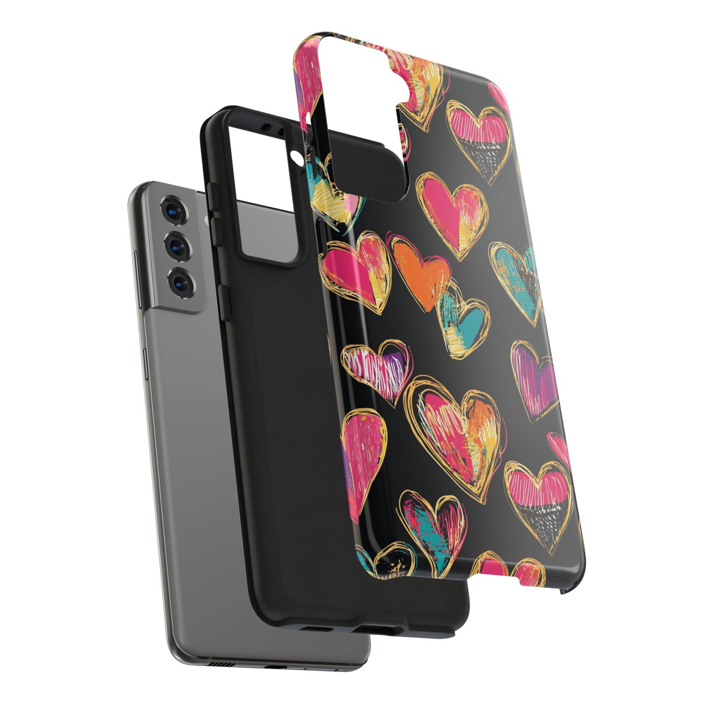 Love is in the Air | Colorful Chalk Hearts Design Phone Case
