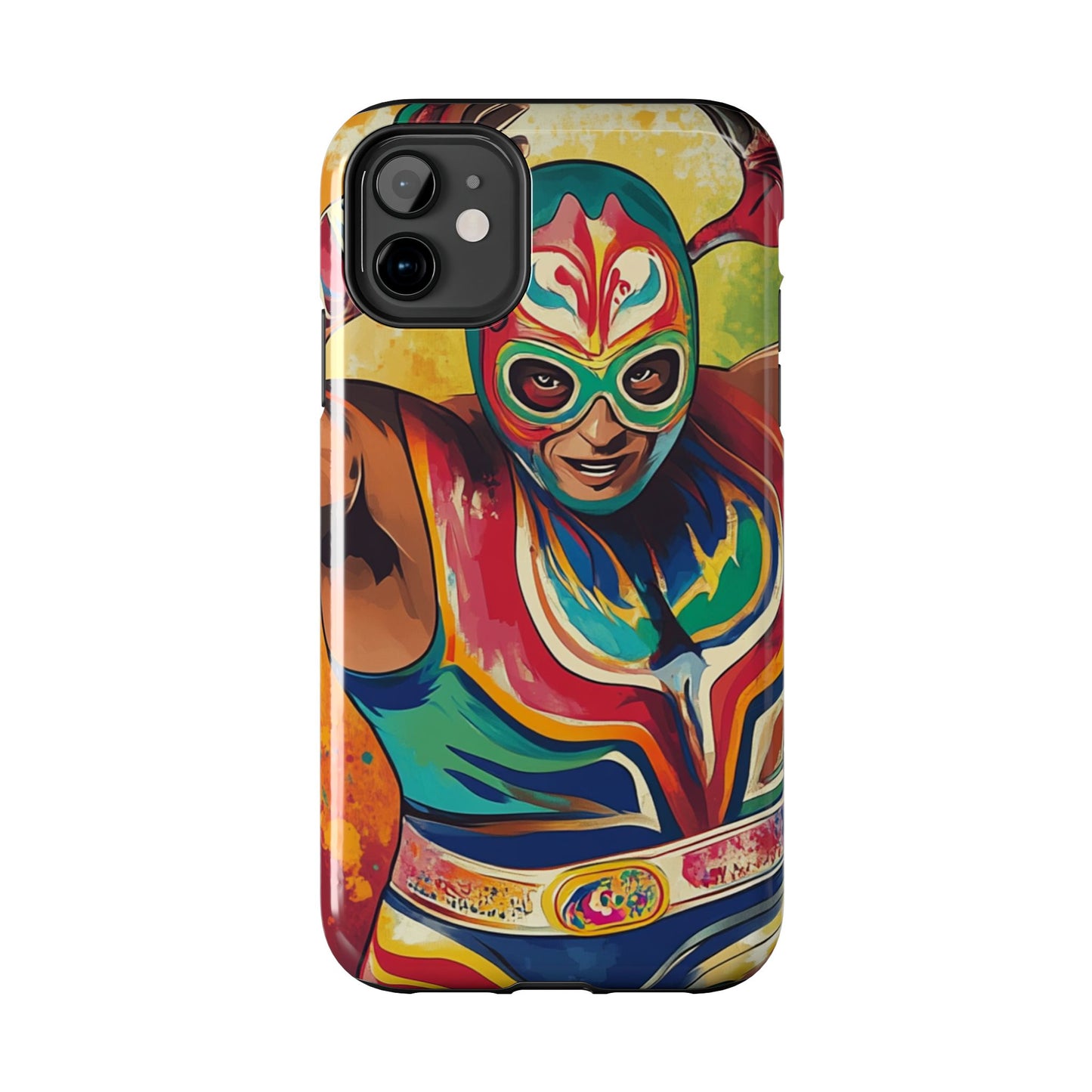 Colorful Lucha Libre Wrestler Tough Phone Case - Protective Phone Cover, Fun Wrestling Fan Gift, Vibrant Masked Wrestler Phone