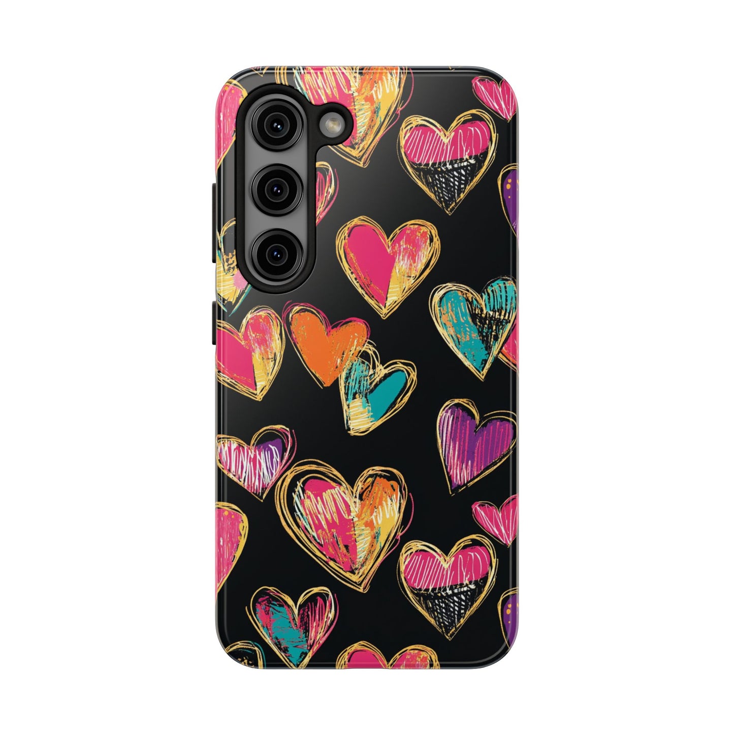 Love is in the Air | Colorful Chalk Hearts Design Phone Case