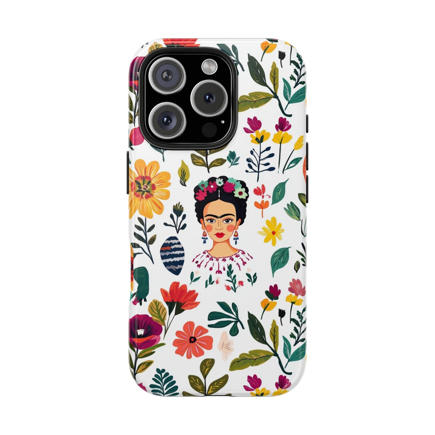 Frida Collection | Frida Kahlo Among Flowers, Colorful Mexican Inspired, Tough Phone Cases, Protective Cell Phone Cover, Hard Shell Phone