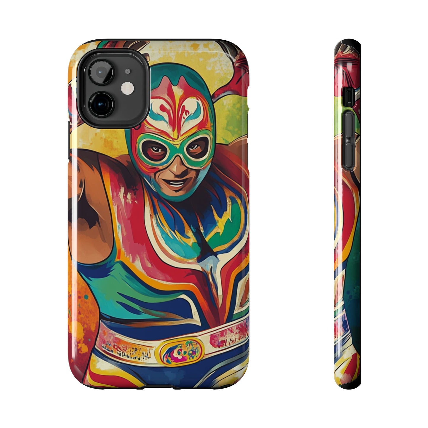 Colorful Lucha Libre Wrestler Tough Phone Case - Protective Phone Cover, Fun Wrestling Fan Gift, Vibrant Masked Wrestler Phone