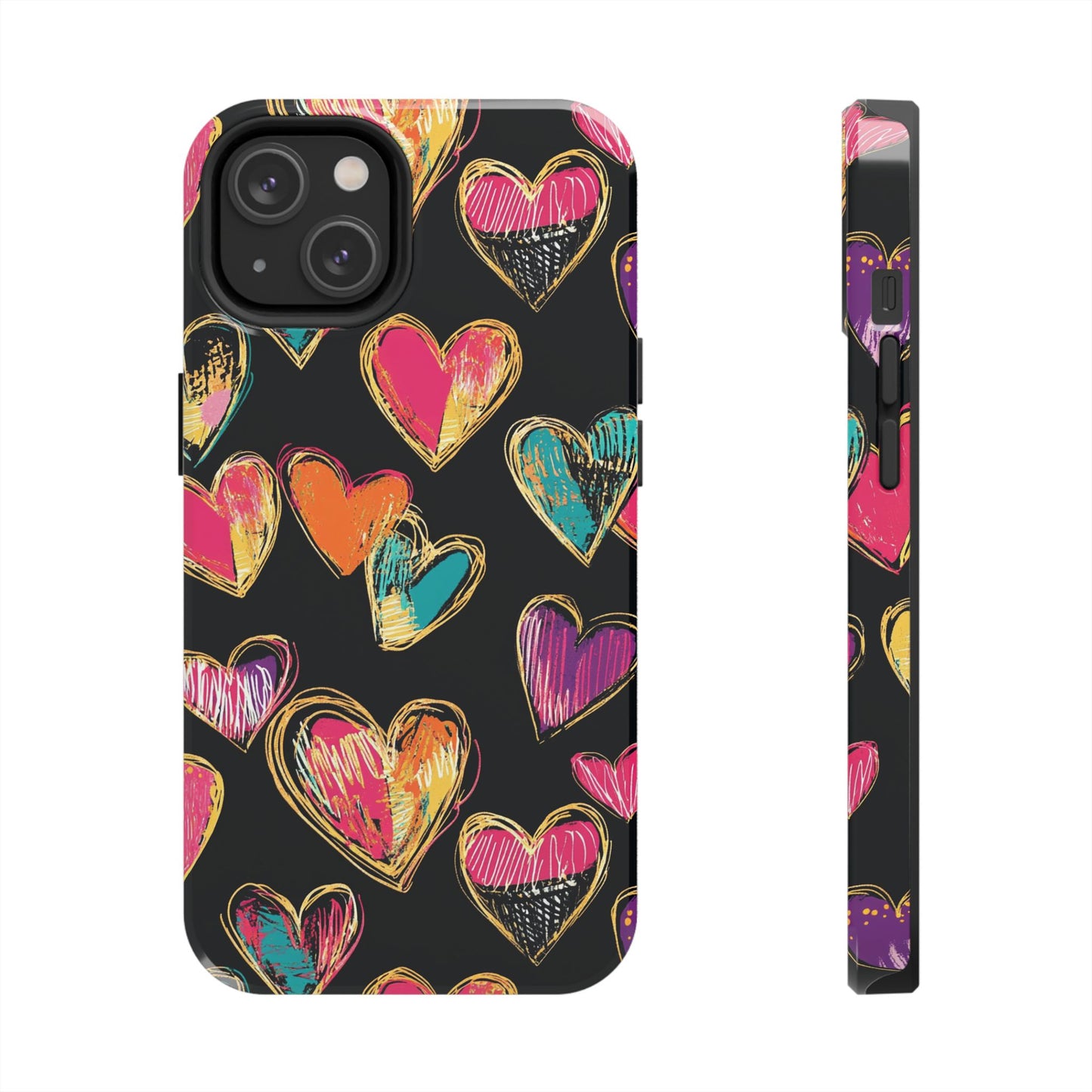 Love is in the Air | Colorful Chalk Hearts Design Phone Case
