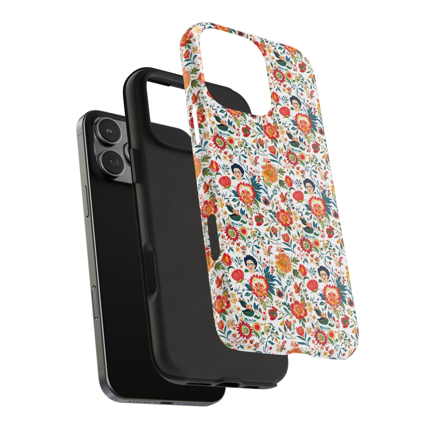 Frida Collection | Colorful Frida Kahlo Tough Phone Case for iPhone, Protective Case, Hard Shell Cover, Shockproof Case, Flower Pattern, Floral Design