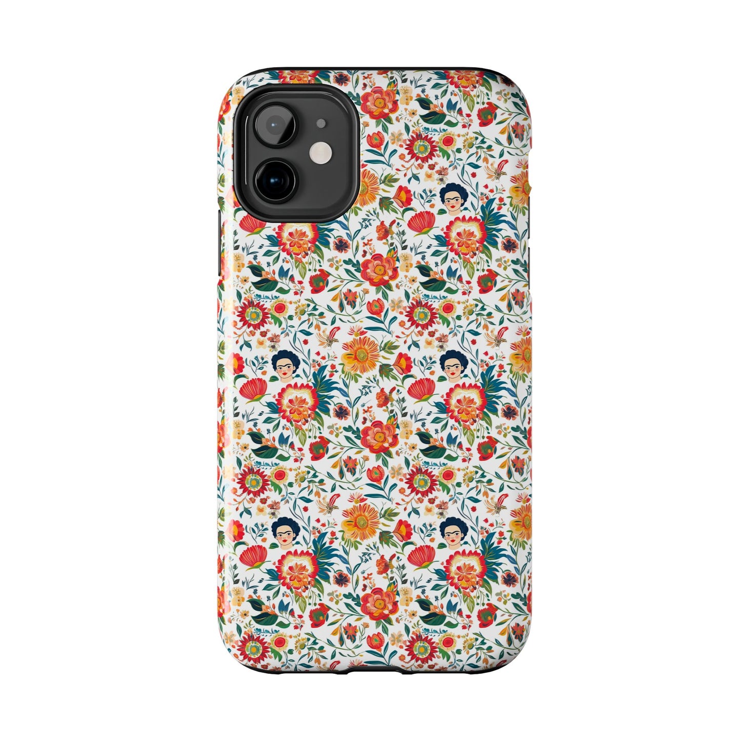 Frida Collection | Colorful Frida Kahlo Tough Phone Case for iPhone, Protective Case, Hard Shell Cover, Shockproof Case, Flower Pattern, Floral Design