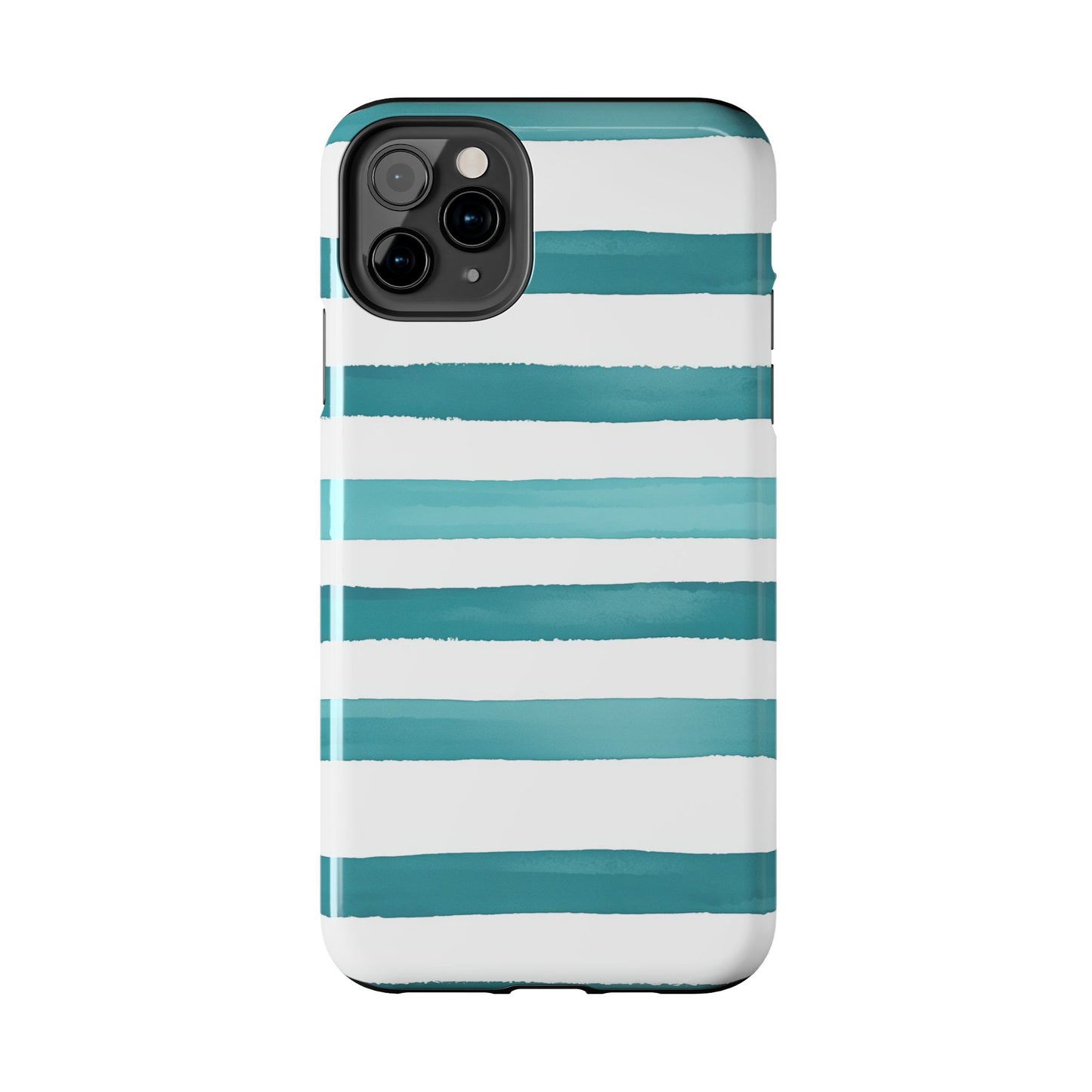 Vibrant Lines | Teal Ocean Striped Tough Phone Case
