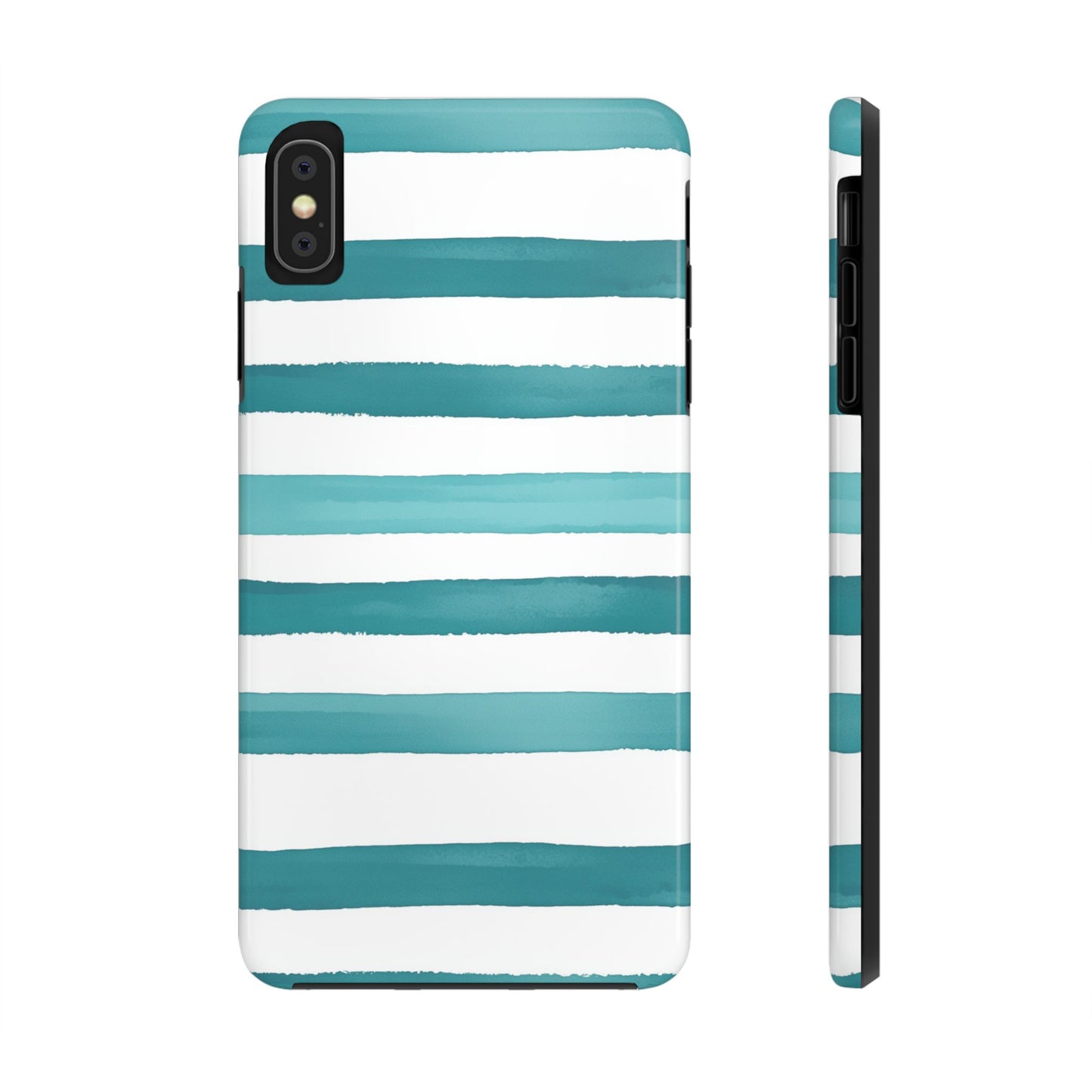 Vibrant Lines | Teal Ocean Striped Tough Phone Case