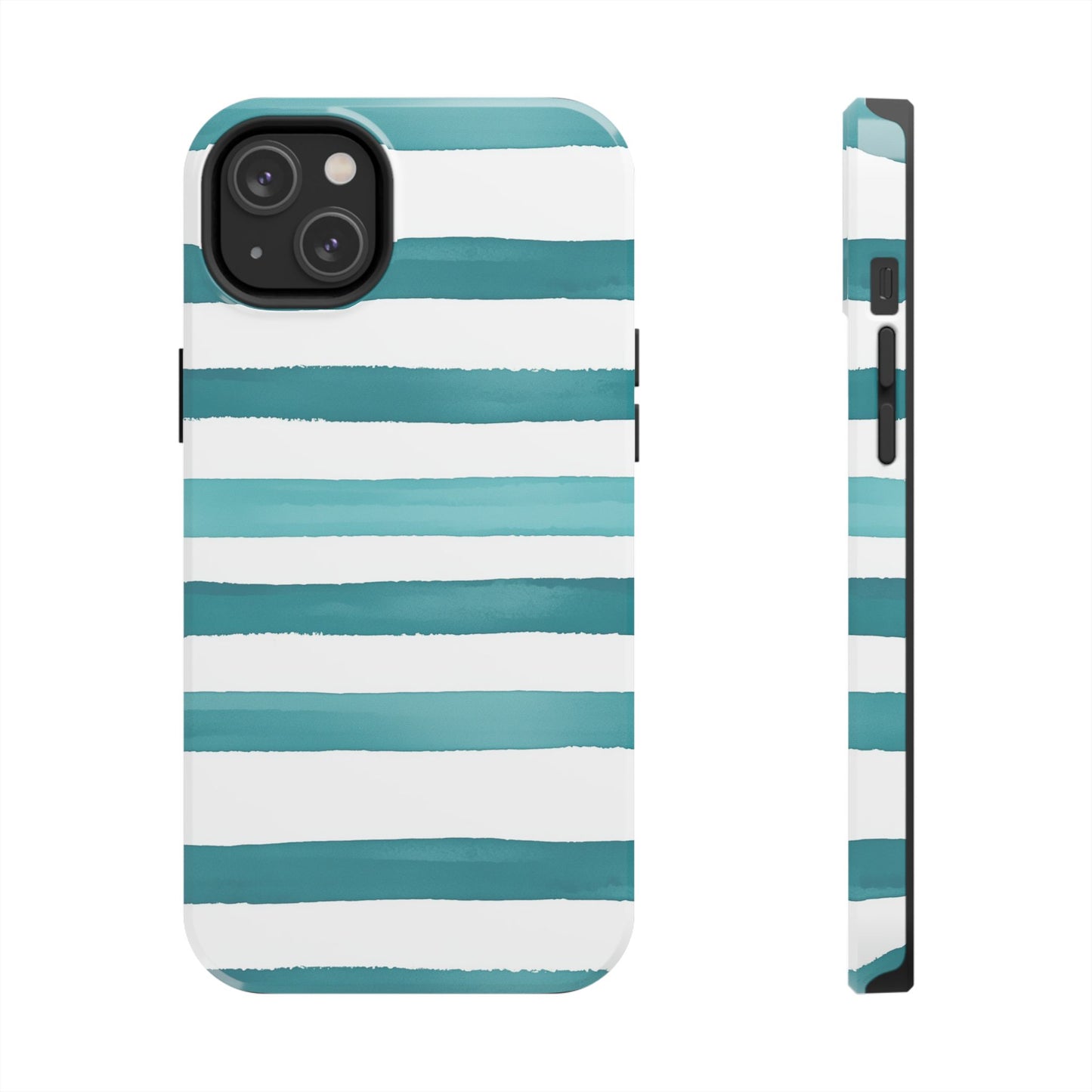 Vibrant Lines | Teal Ocean Striped Tough Phone Case