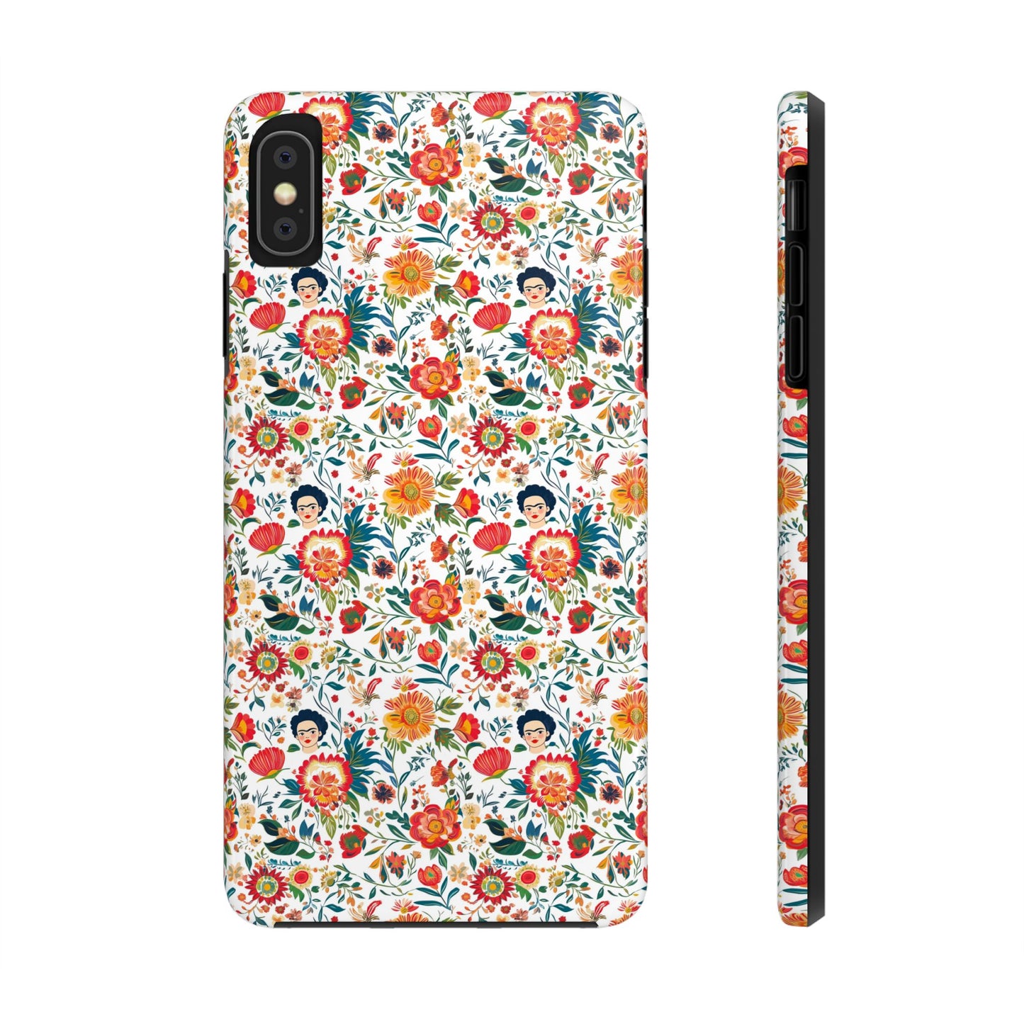 Frida Collection | Colorful Frida Kahlo Tough Phone Case for iPhone, Protective Case, Hard Shell Cover, Shockproof Case, Flower Pattern, Floral Design