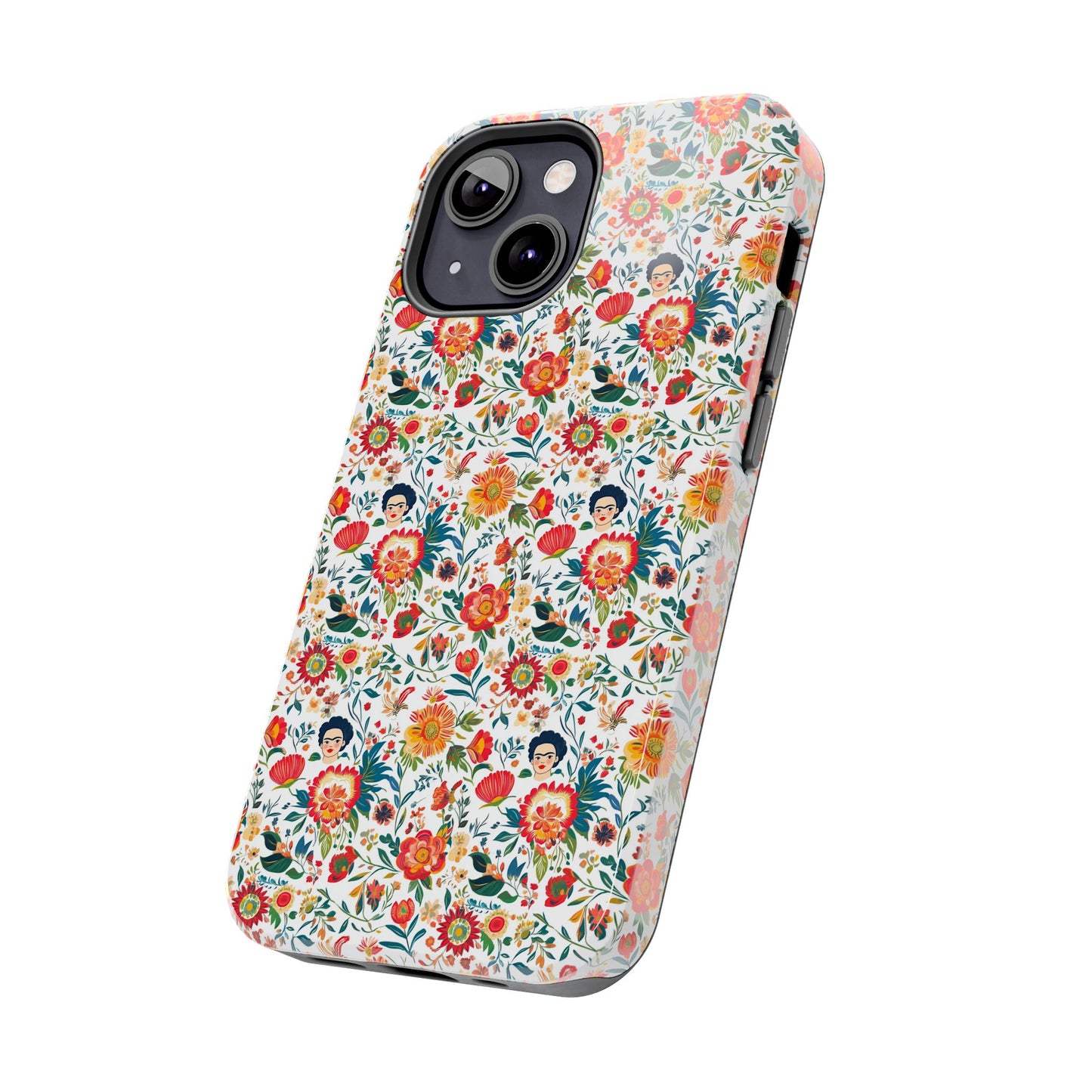 Frida Collection | Colorful Frida Kahlo Tough Phone Case for iPhone, Protective Case, Hard Shell Cover, Shockproof Case, Flower Pattern, Floral Design