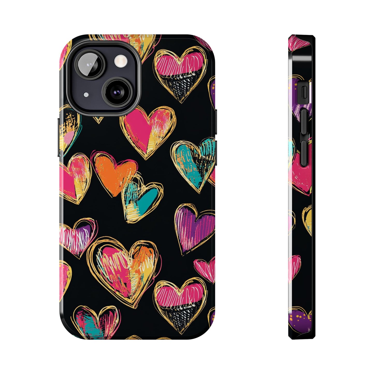 Love is in the Air | Colorful Chalk Hearts Design Phone Case