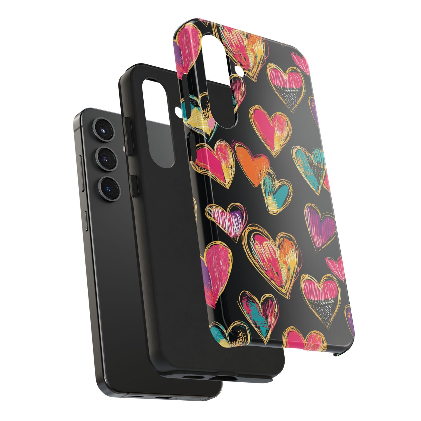 Love is in the Air | Colorful Chalk Hearts Design Phone Case