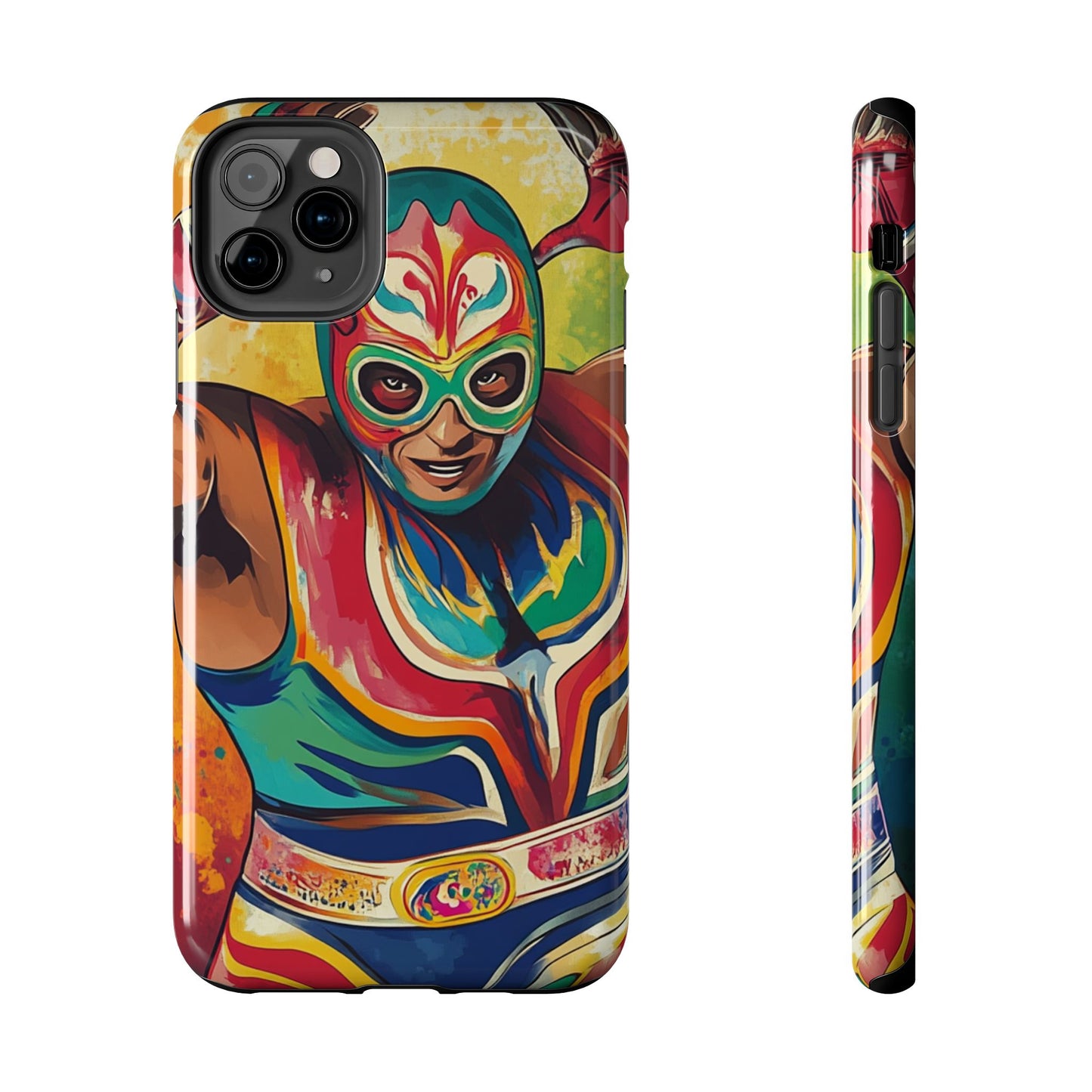Colorful Lucha Libre Wrestler Tough Phone Case - Protective Phone Cover, Fun Wrestling Fan Gift, Vibrant Masked Wrestler Phone