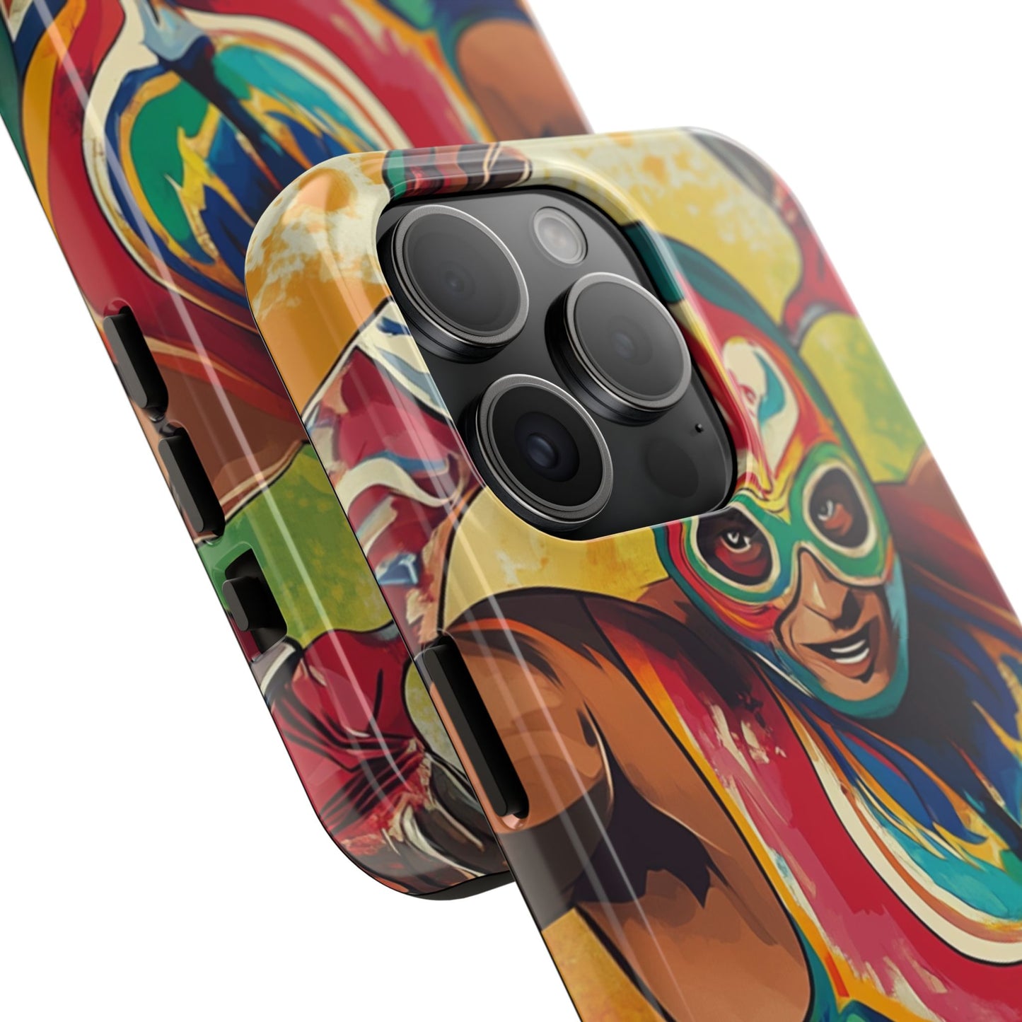 Colorful Lucha Libre Wrestler Tough Phone Case - Protective Phone Cover, Fun Wrestling Fan Gift, Vibrant Masked Wrestler Phone