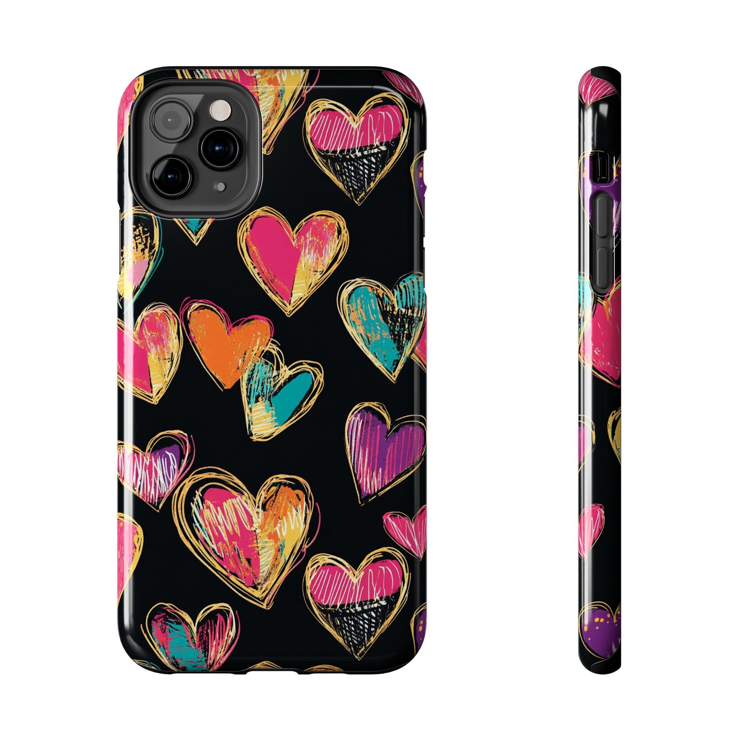 Love is in the Air | Colorful Chalk Hearts Design Phone Case
