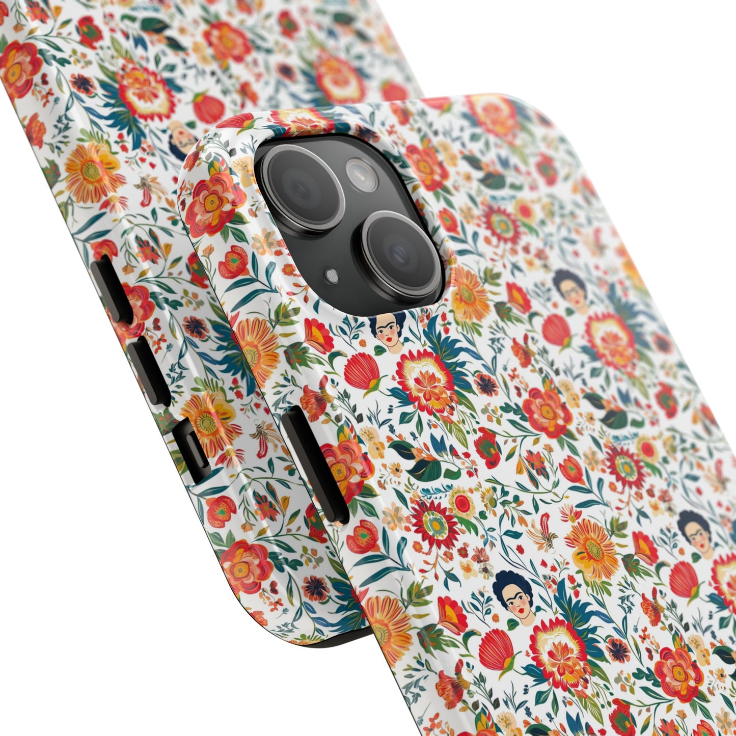 Frida Collection | Colorful Frida Kahlo Tough Phone Case for iPhone, Protective Case, Hard Shell Cover, Shockproof Case, Flower Pattern, Floral Design