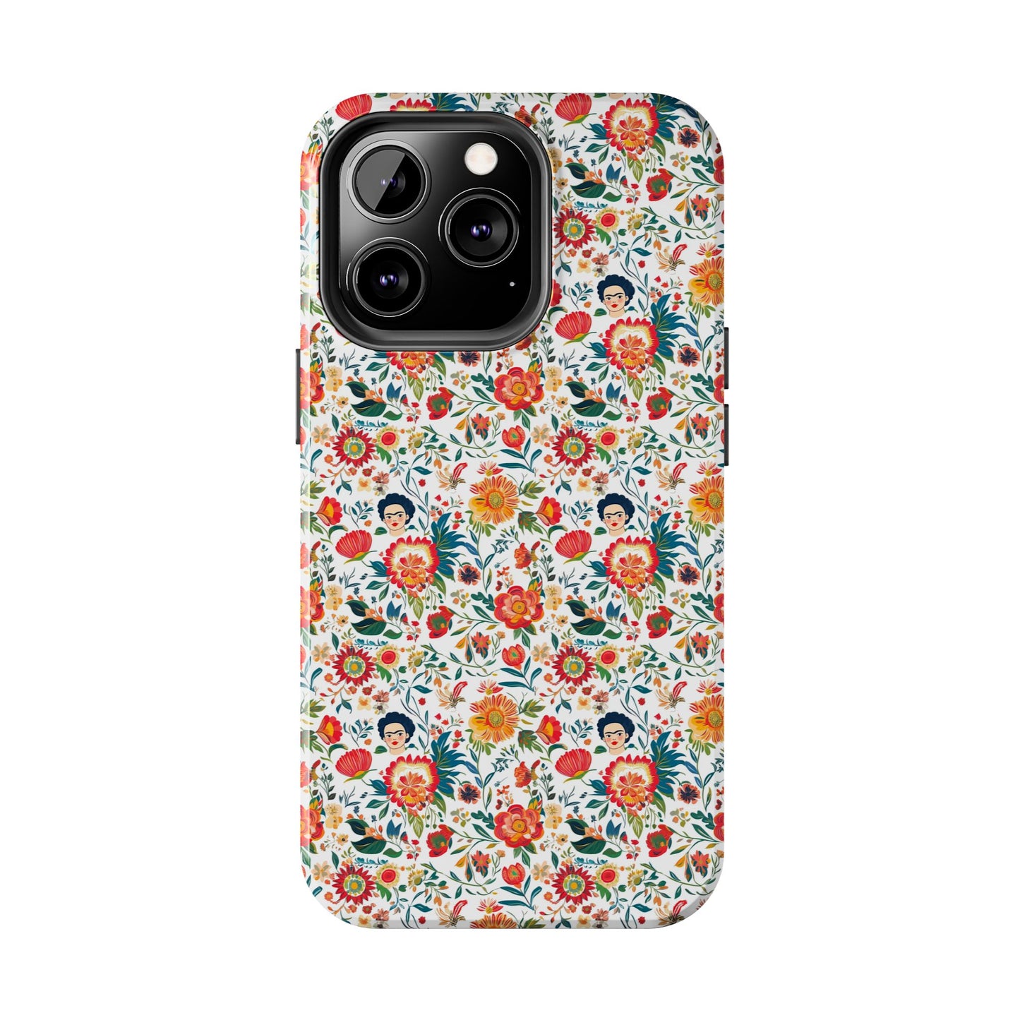 Frida Collection | Colorful Frida Kahlo Tough Phone Case for iPhone, Protective Case, Hard Shell Cover, Shockproof Case, Flower Pattern, Floral Design