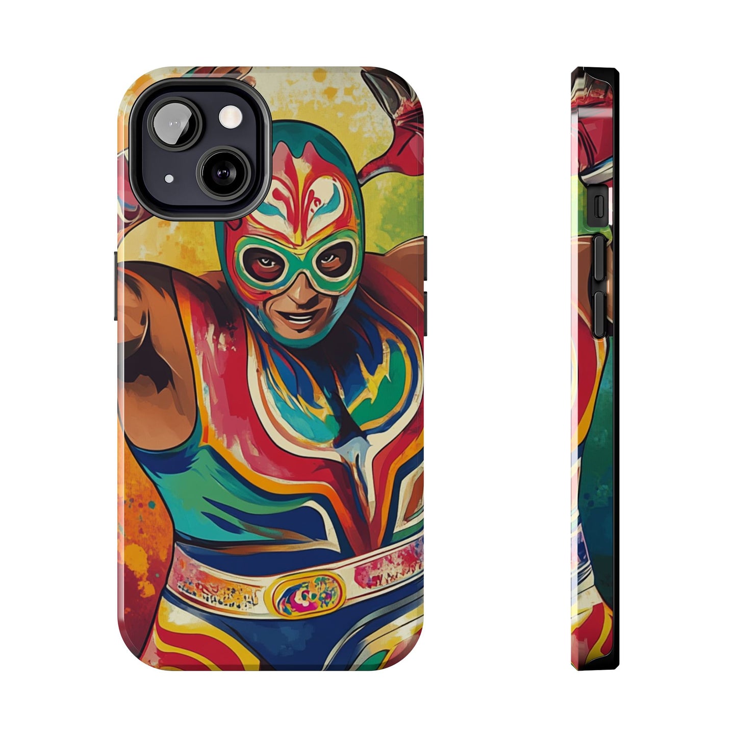 Colorful Lucha Libre Wrestler Tough Phone Case - Protective Phone Cover, Fun Wrestling Fan Gift, Vibrant Masked Wrestler Phone