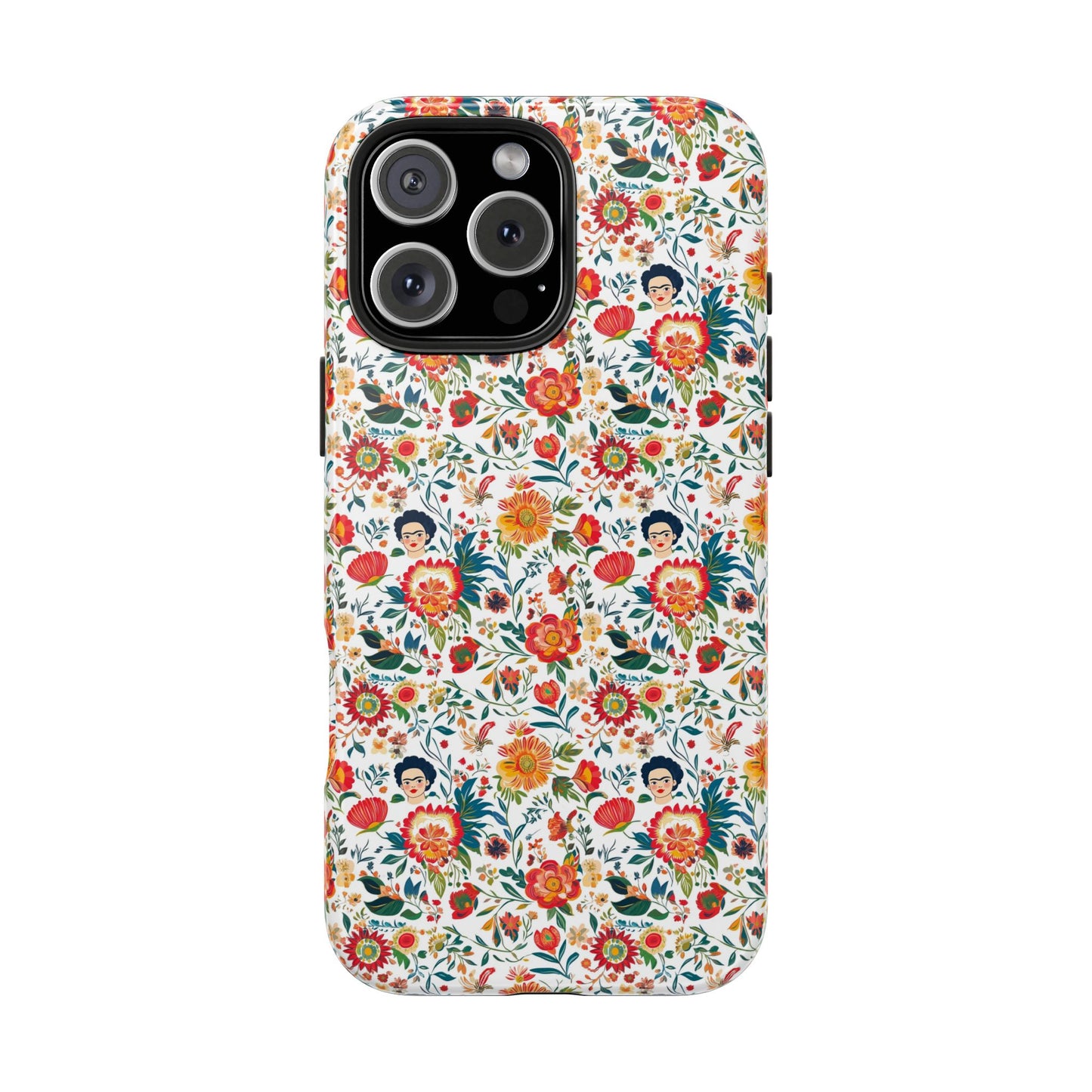 Frida Collection | Colorful Frida Kahlo Tough Phone Case for iPhone, Protective Case, Hard Shell Cover, Shockproof Case, Flower Pattern, Floral Design