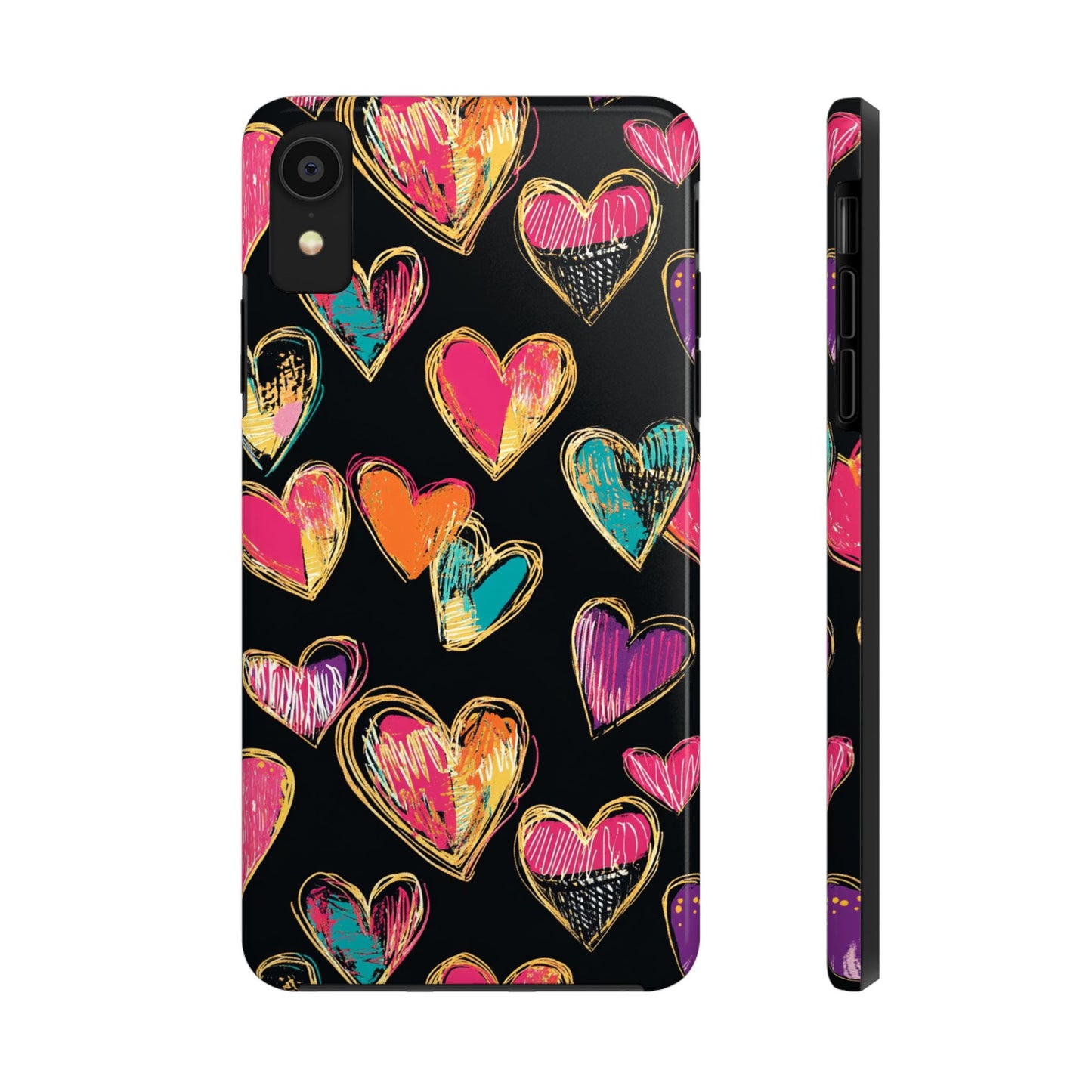 Love is in the Air | Colorful Chalk Hearts Design Phone Case