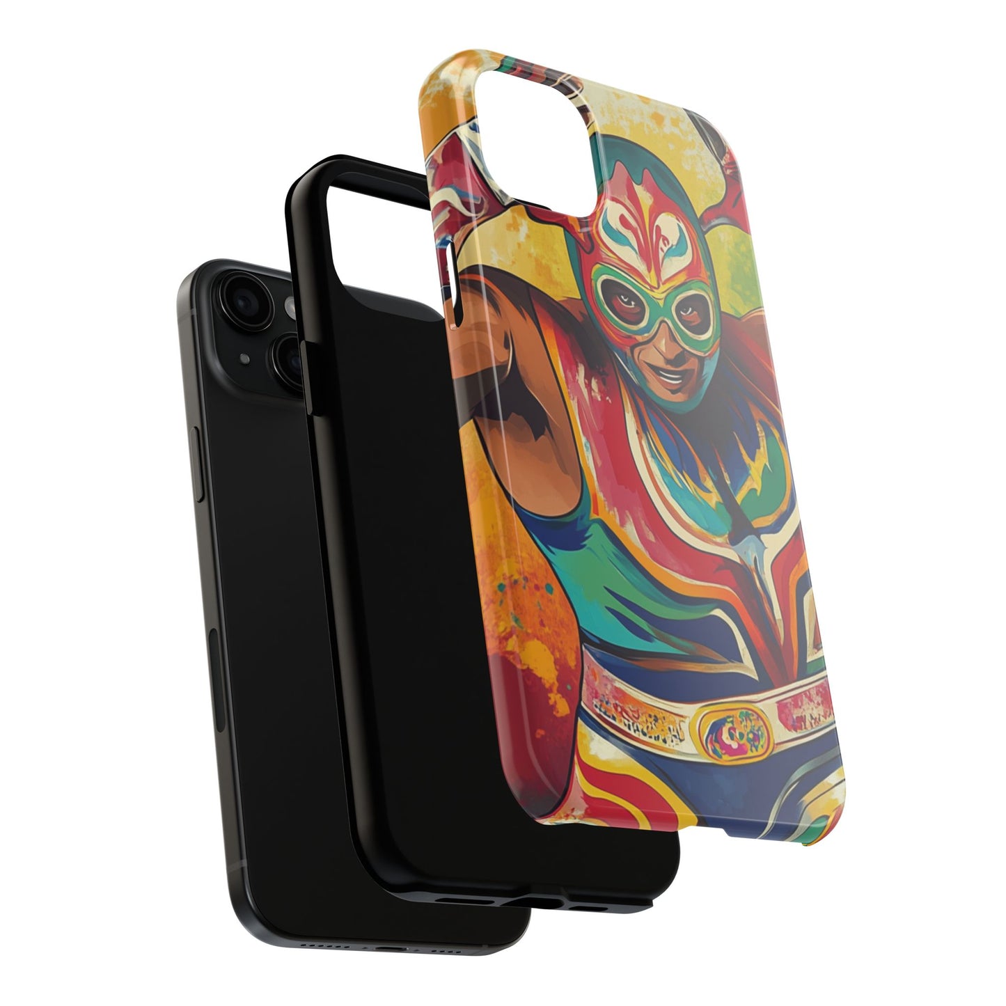 Colorful Lucha Libre Wrestler Tough Phone Case - Protective Phone Cover, Fun Wrestling Fan Gift, Vibrant Masked Wrestler Phone