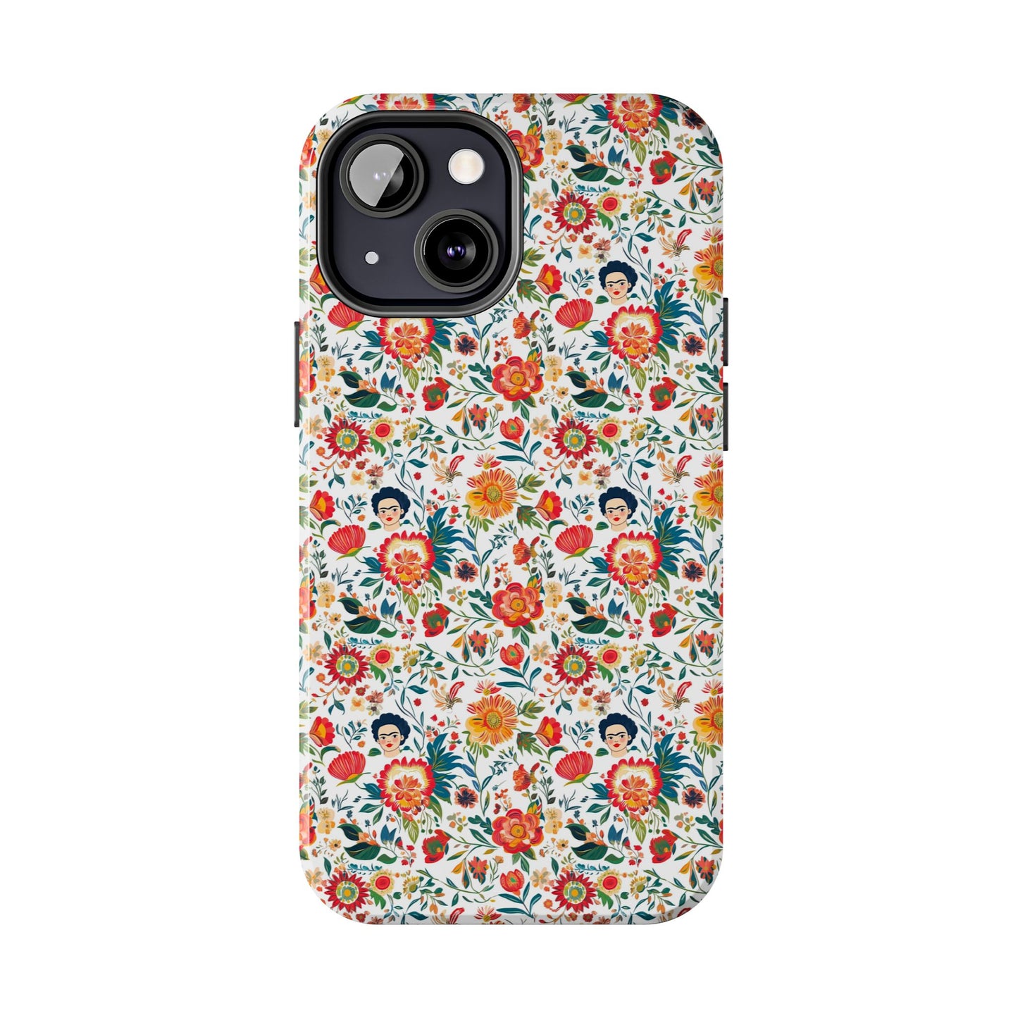 Frida Collection | Colorful Frida Kahlo Tough Phone Case for iPhone, Protective Case, Hard Shell Cover, Shockproof Case, Flower Pattern, Floral Design