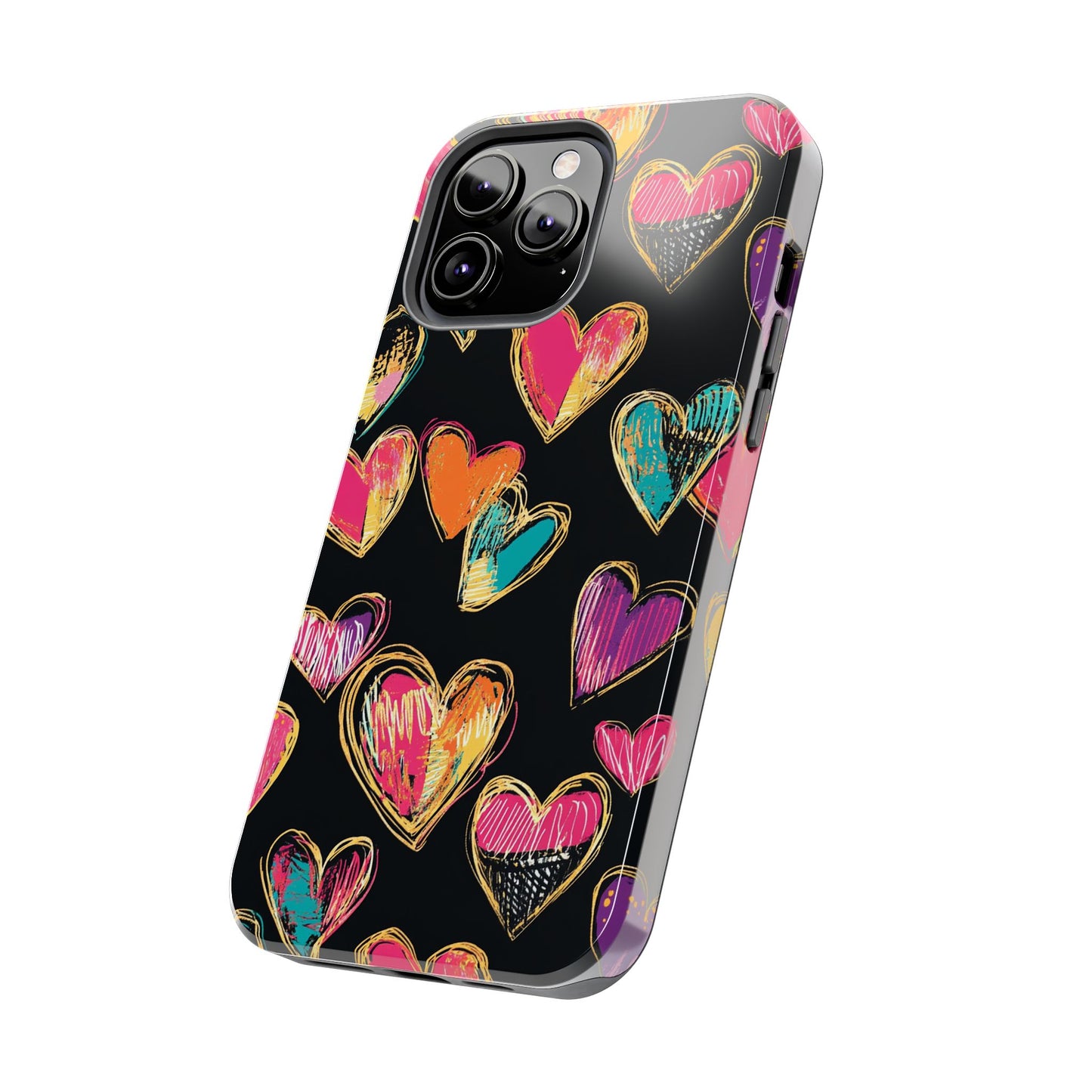Love is in the Air | Colorful Chalk Hearts Design Phone Case