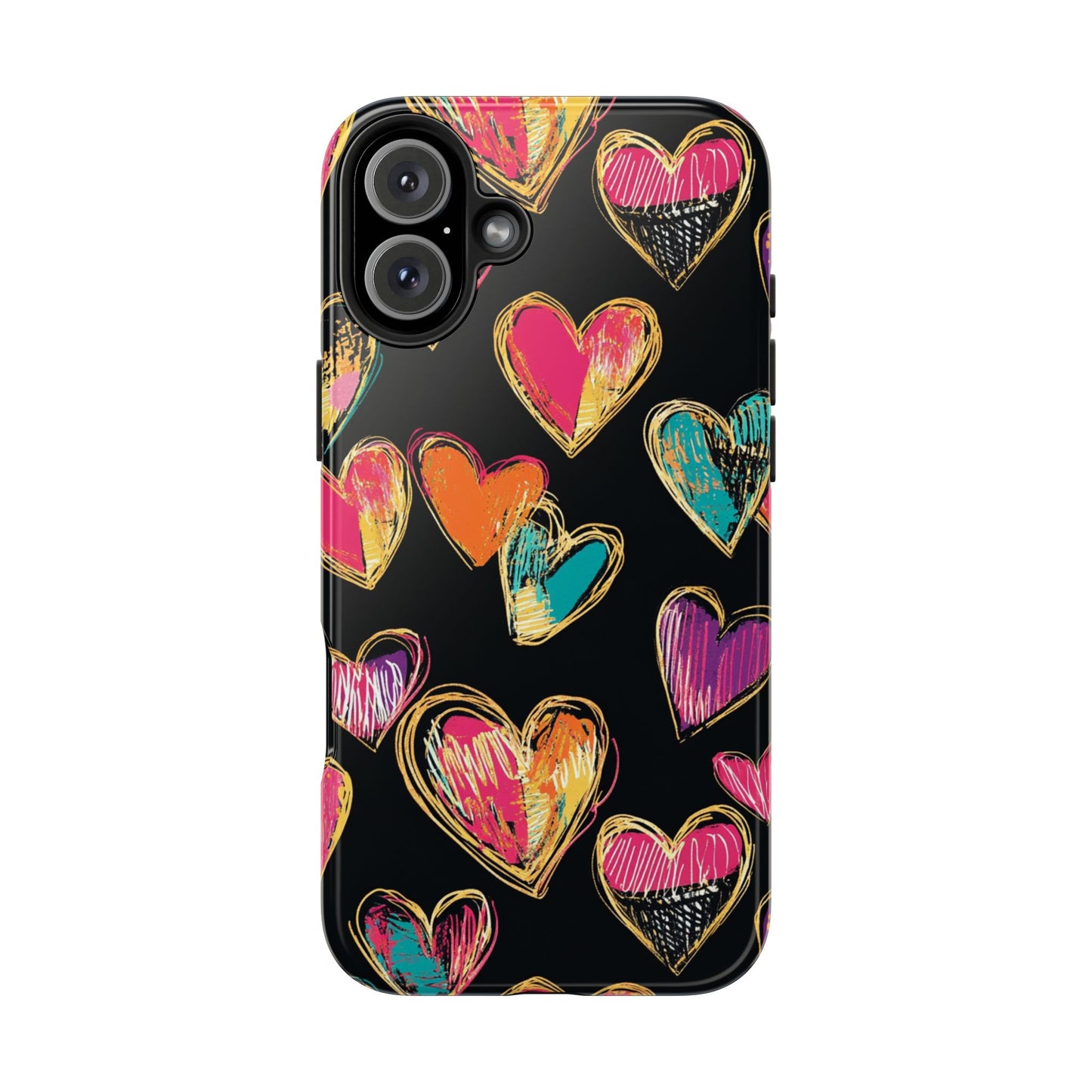 Love is in the Air | Colorful Chalk Hearts Design Phone Case